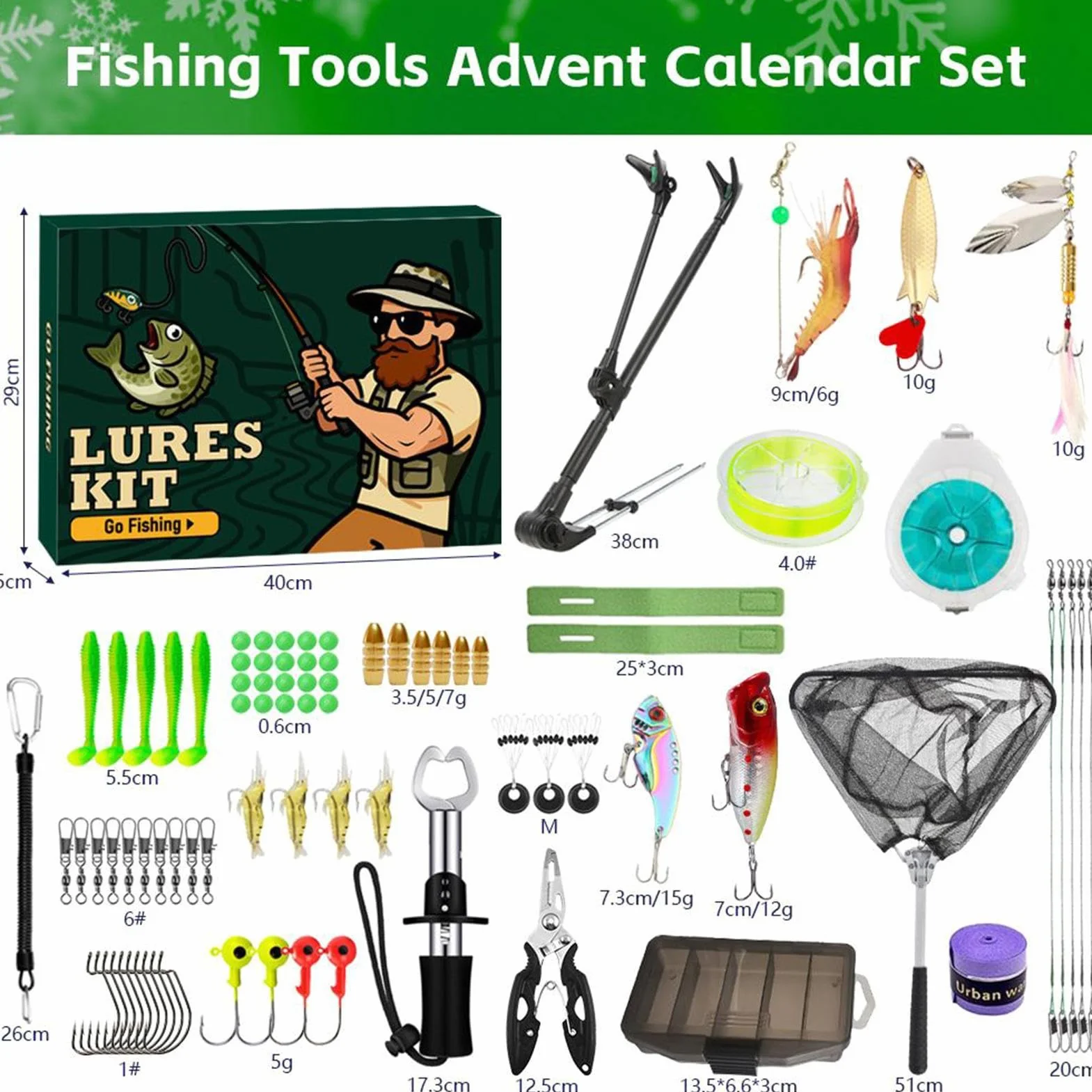 Adviento Del Equipo De Pesca Accesorios Reutilizables De Pesca 24 Días | Calendario De Adviento Con Señuelos De Pesca para Pescadores Chicos Adolescentes y