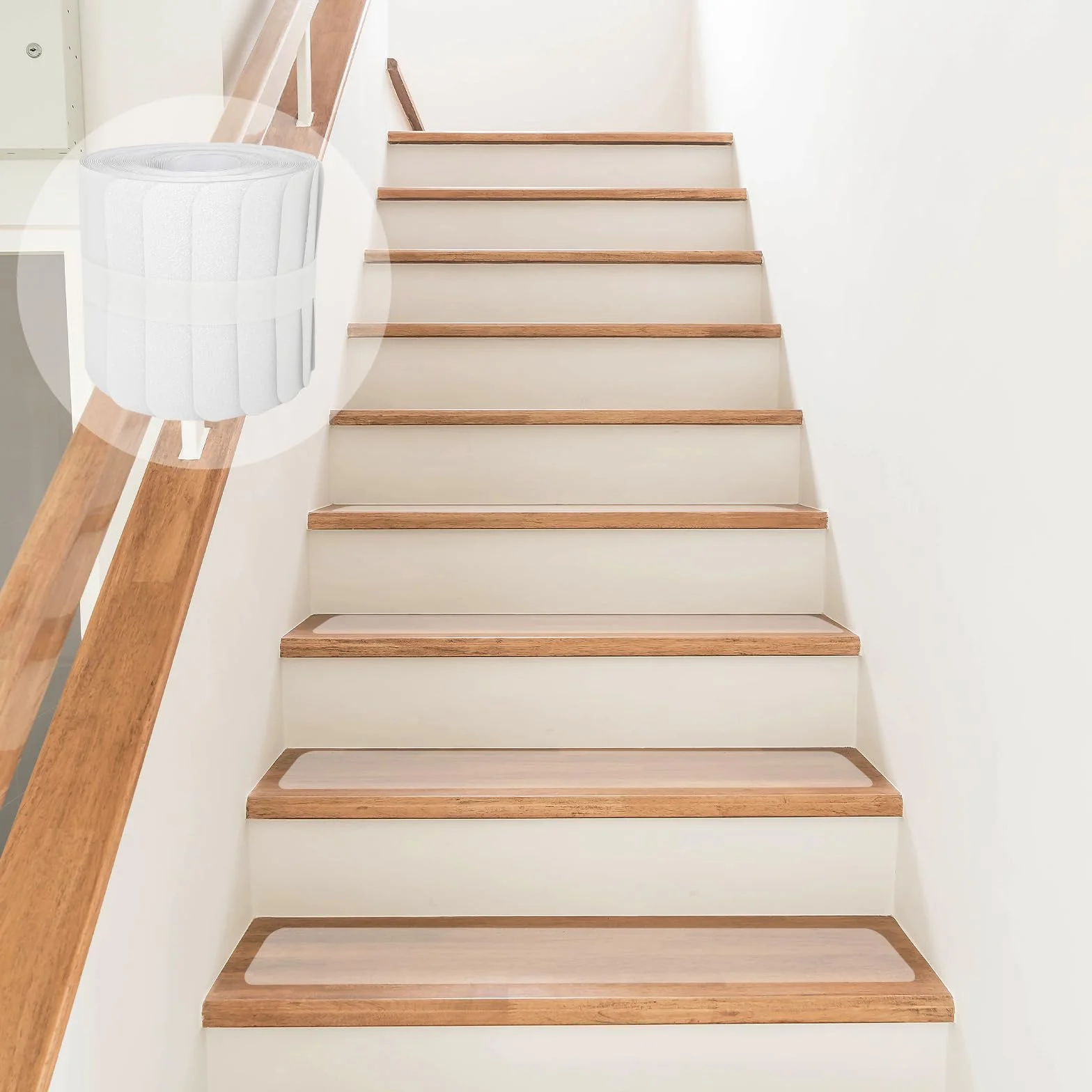 Alfombrillas antideslizantes para escaleras, 15 unidades, protección antideslizante, autoadhesiva, transparente, banda antideslizante para escalones de madera y suelos (10 x 60 cm)