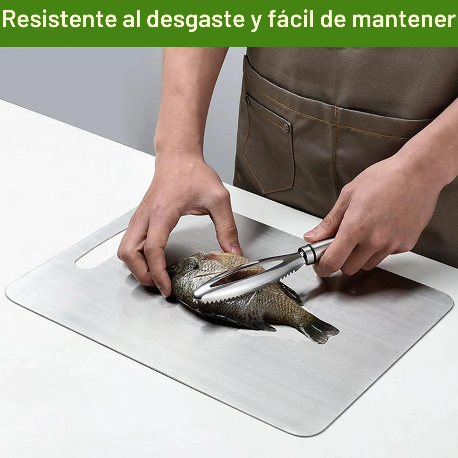 Tabla Cortar Acero Inoxidable 304 Doble Cara 40x30cm+30x20cm para Cocina