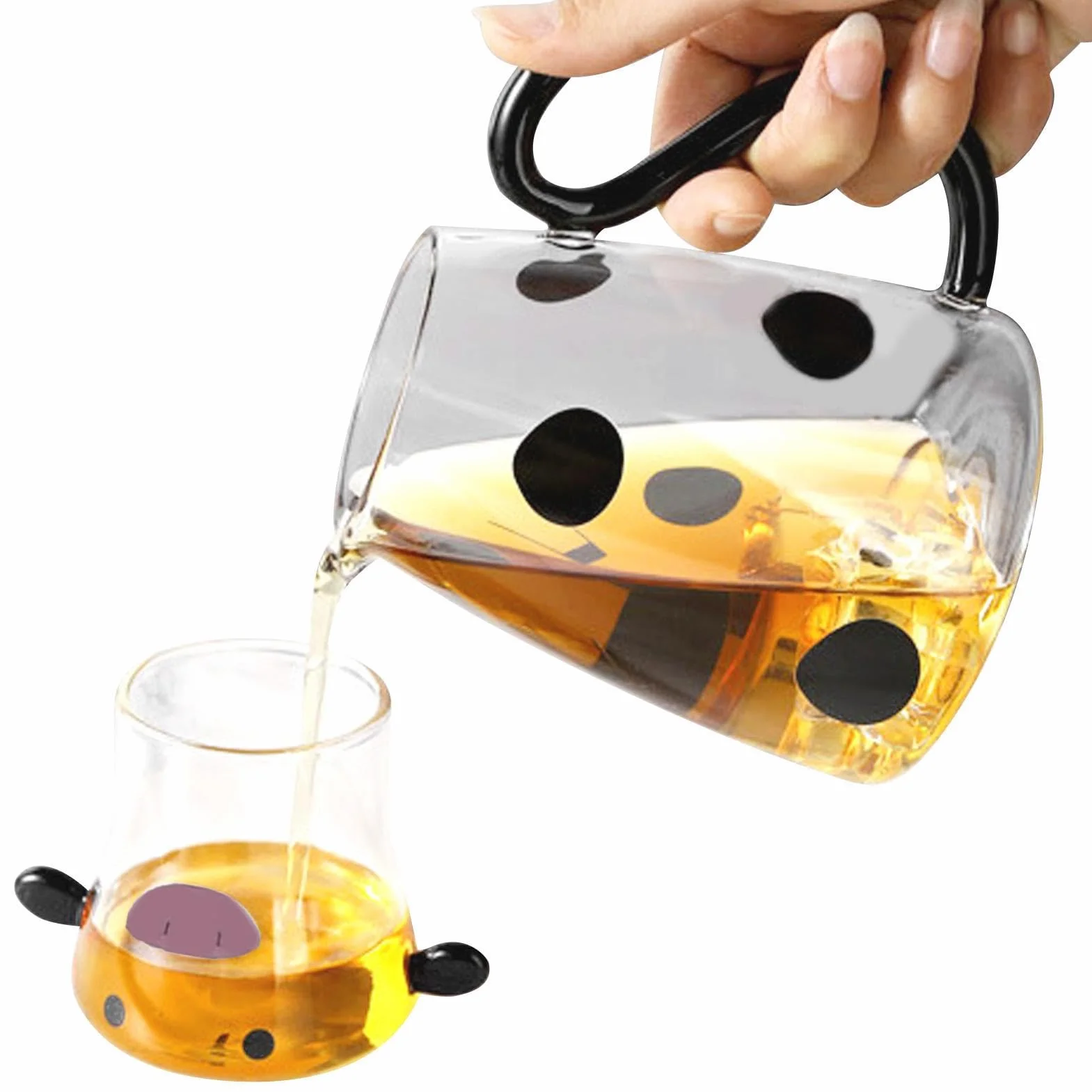Jarra De Agua De Vidrio De - Jarra De Jarra | Vidrio Transparente De | Botella De Leche Transparente De 1 L (1) Con Bebida Surtida, Servidor De Bebidas Decorativo Para Presentación De Mesa |