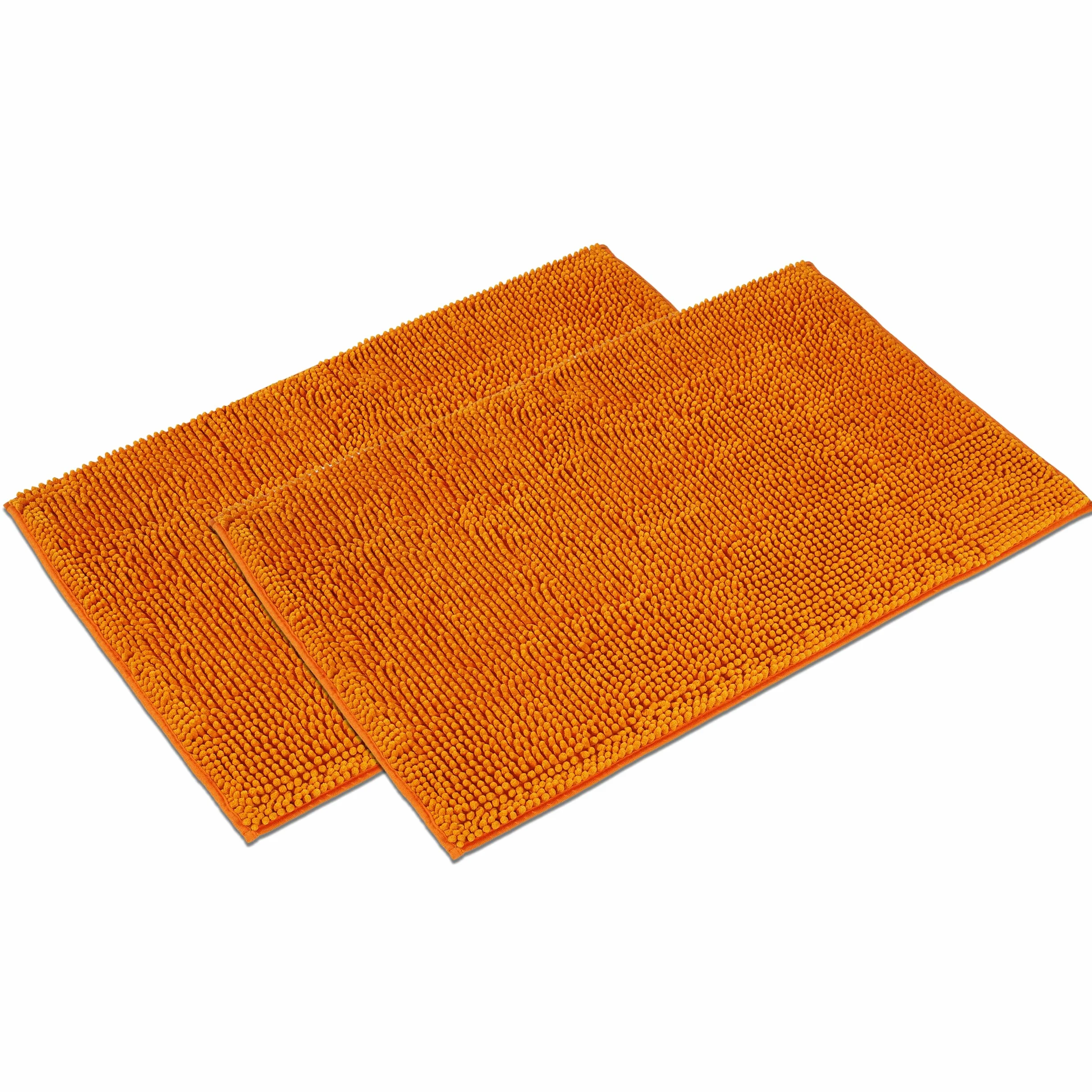 WohnDirect Juego de 2 alfombrillas de baño, color naranja, 70 x 120 cm, antideslizantes y lavables, alfombrilla de baño