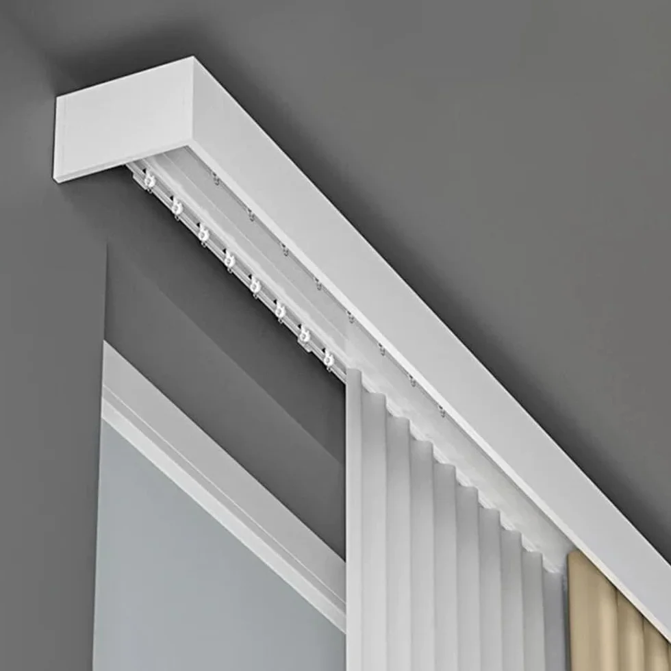 Caja De Cortina con Rieles Dobles, Riel De Cortina Decorativo para Pared Y Habitación, Panel Divisor, Marco De Cenefa para Sala De Estar Y Dormitorio(Size:5M)