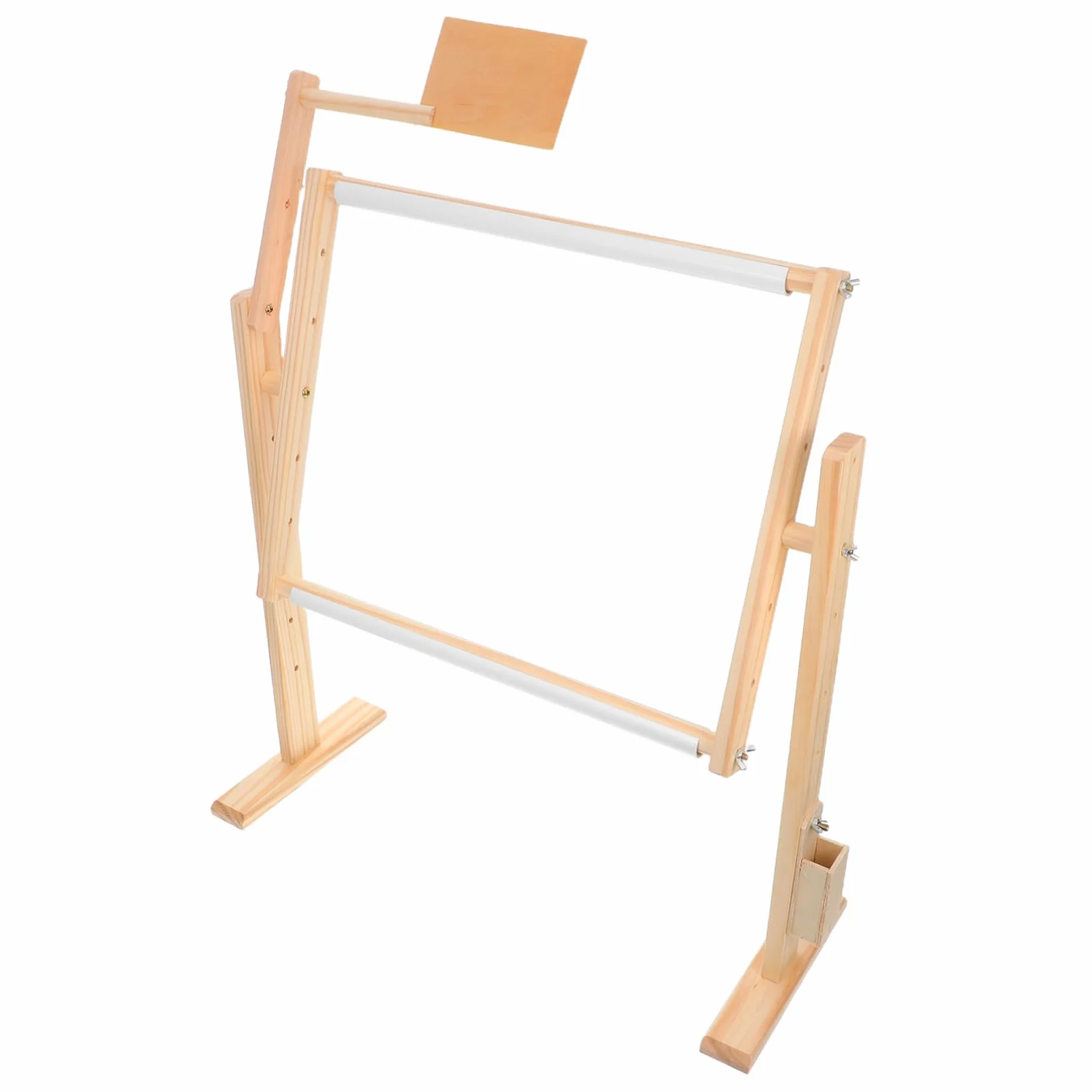 Bastidor de Bordado de Madera Ajustable y Giratorio 360° | 1 Juego, Tono Beige, Diseño de Altura Regulable, para Aro de Punto de Cruz en Estudios y Talleres