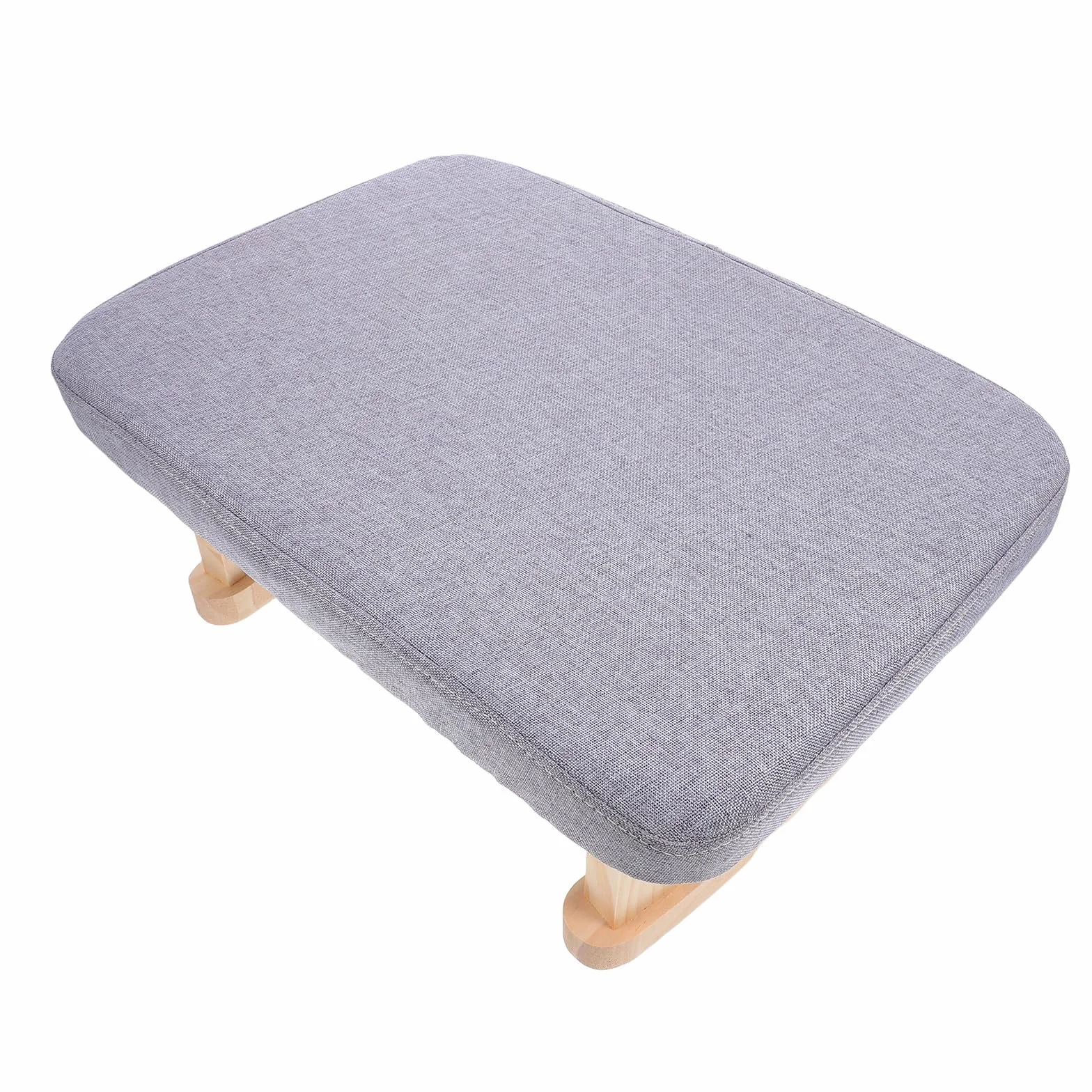 NOLITOY Taburete Pequeño de Madera Maciza Asiento Tapizado en Tela Gris, Reposapiés Multifuncional para Cambiar Zapatos, Meditación y Yoga, Portátil y Compacto para Hogar y Oficina