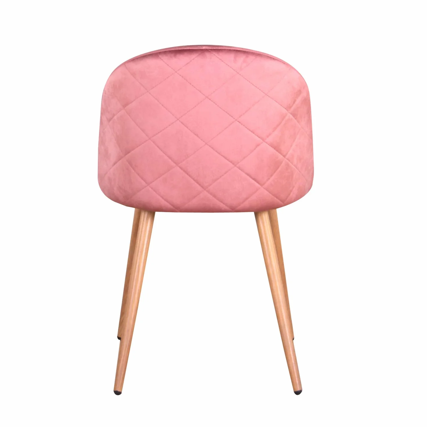Juego de 4 Sillas de Comedor Tapizadas de Terciopelo con Patas de Metal Ajustables (Verde+Rosa)