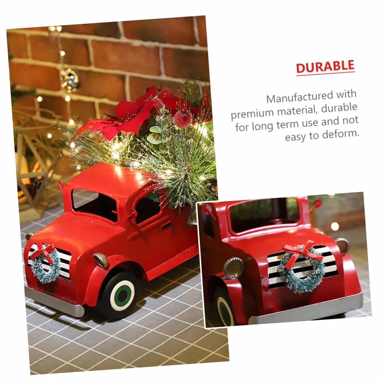 Cabilock Auto Camiones para Niños Coche En Miniatura Decoración De Navidad De La Casa De Campo Modelo Clásico Decoración De Camión Rojo Coches De Juguete Modelos Planchar Adornos Anticuado