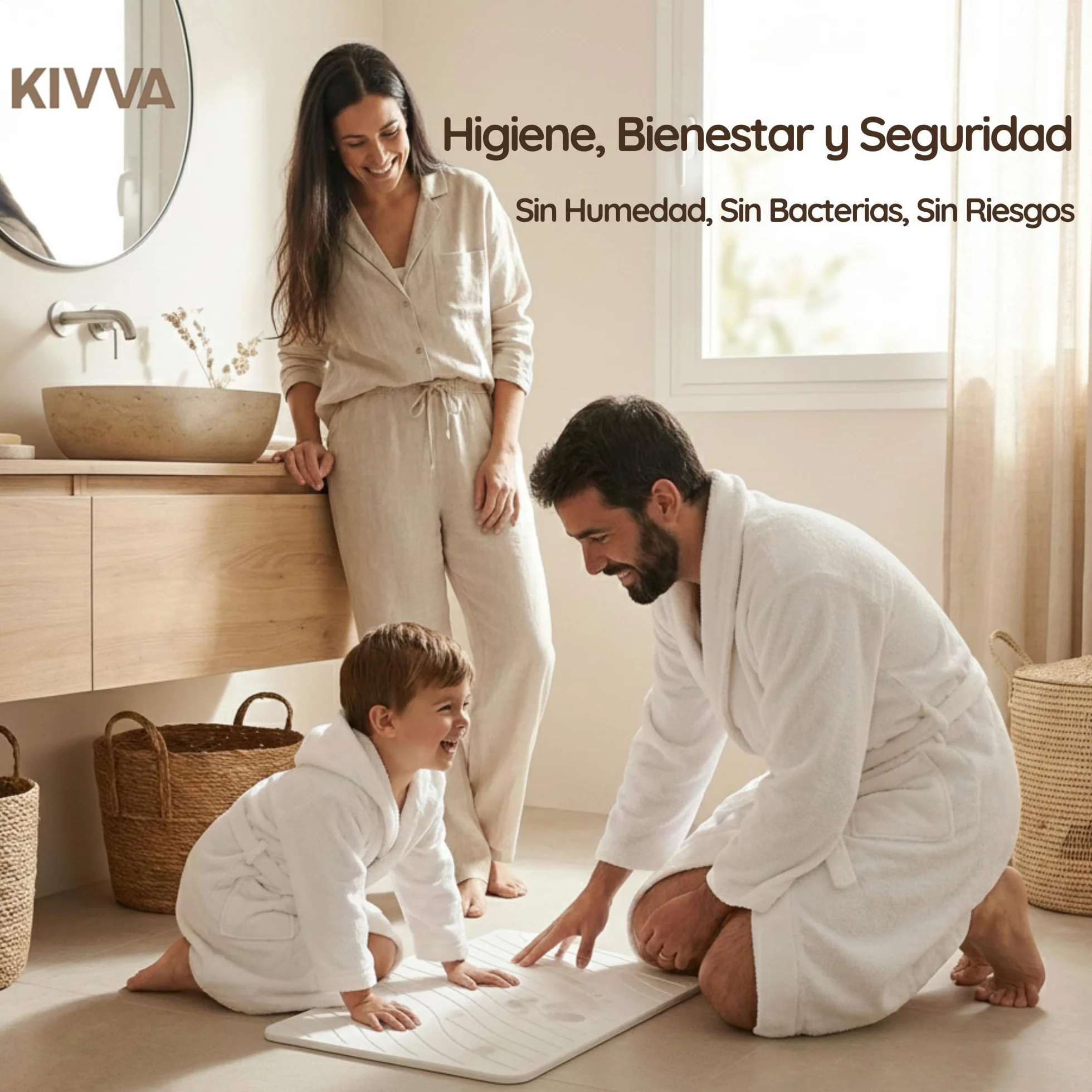 Kivva Alfombrilla Diatomita 60x40 Antideslizante Antibacteriana Baño Secado Rápido