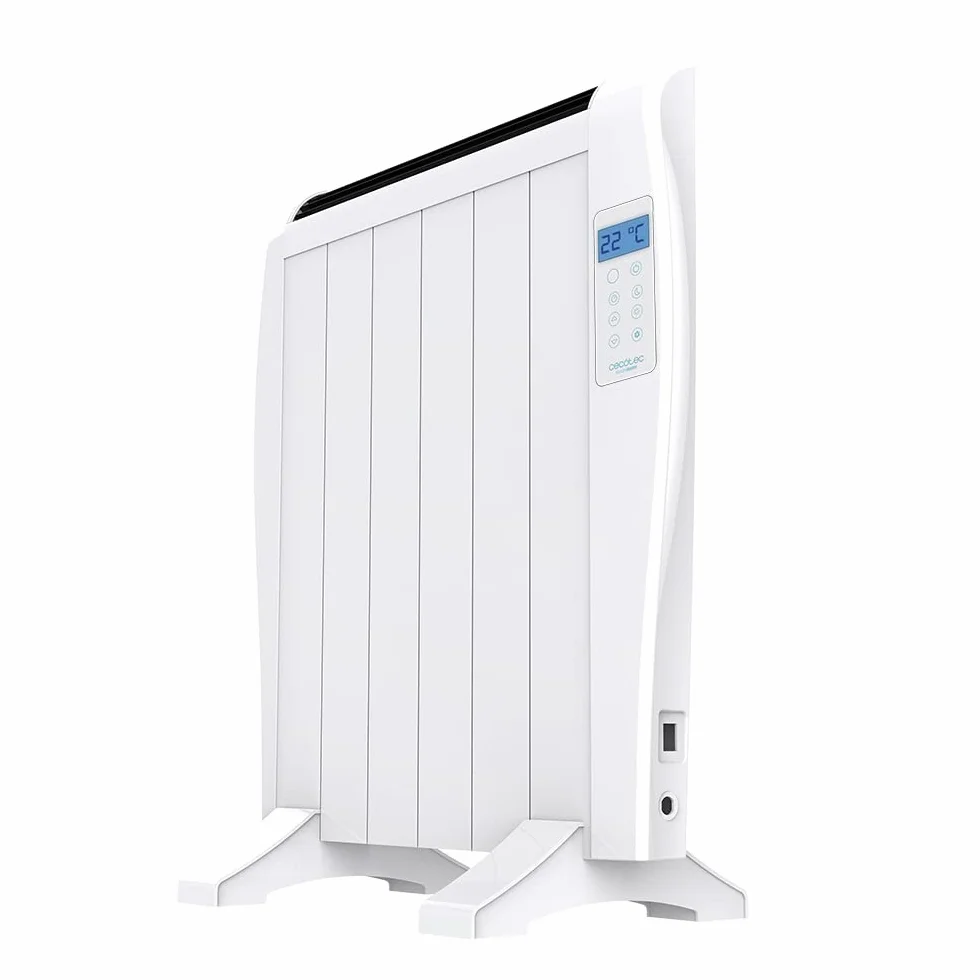 Cecotec Radiador Eléctrico Bajo Consumo ReadyWarm 1200 Thermal. 6 Elementos, 900 W, De pared o pie, 3 Modos, Temporizador, Mando a Distancia, Pantalla LED, Blanco
