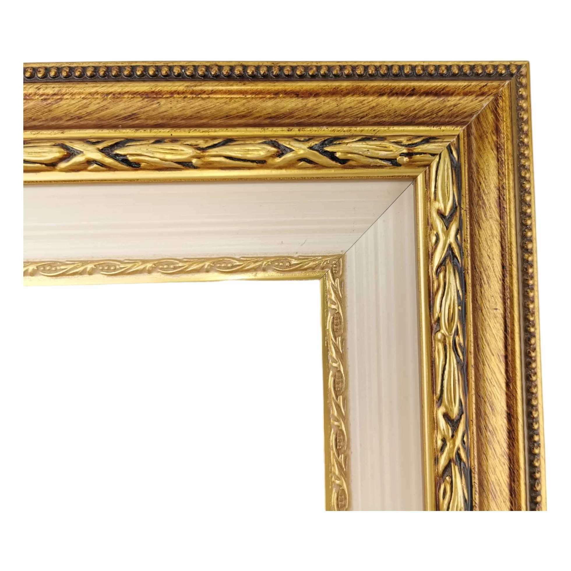 ITALIA CORNICI Maestros Artesanos I Marco para cuadros de lienzo con paspartú de madera, varios tamaños, personalizable, de nogal, rosa, dorado, crema (60 x 90 cm + paspartú, dorado)