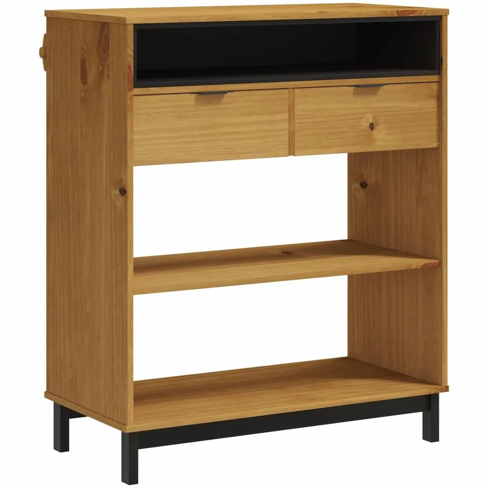 Mesa de bar de madera maciza de pino FLAM 92 x 45 x 110 cm, mesa alta con mucho espacio de almacenamiento y tablero fuerte para bebidas y aperitivos