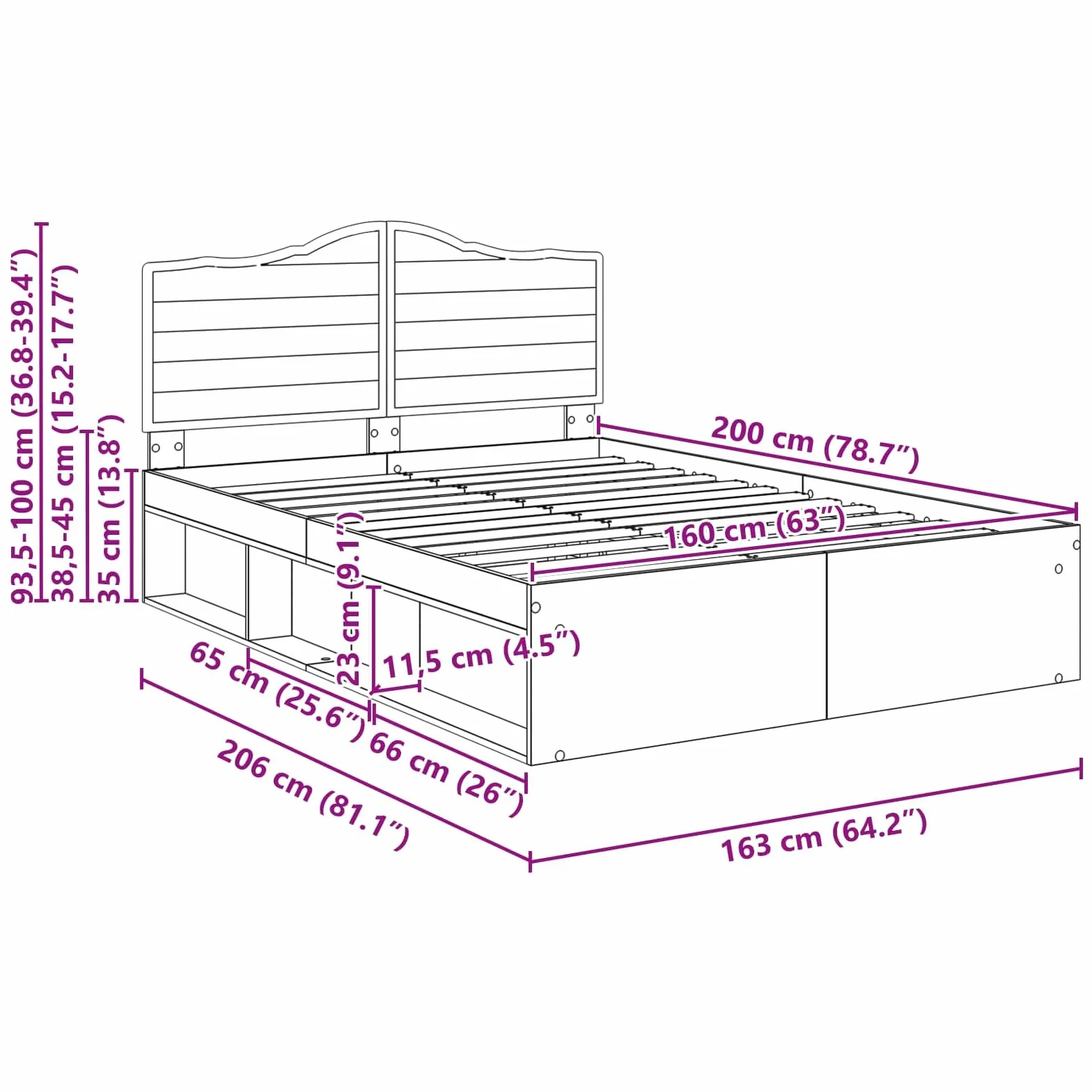 vidaXL Estructura de Cama 160 x 200 cm Madera de Pino Macizo