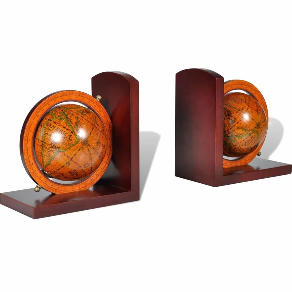 Generic Vintage Globe Book Termina, Diseño único, Contornos de Arte Decorativo, para Decoración de Hogares o de Oficina con Gran Estilo, Bookends de Arte Global