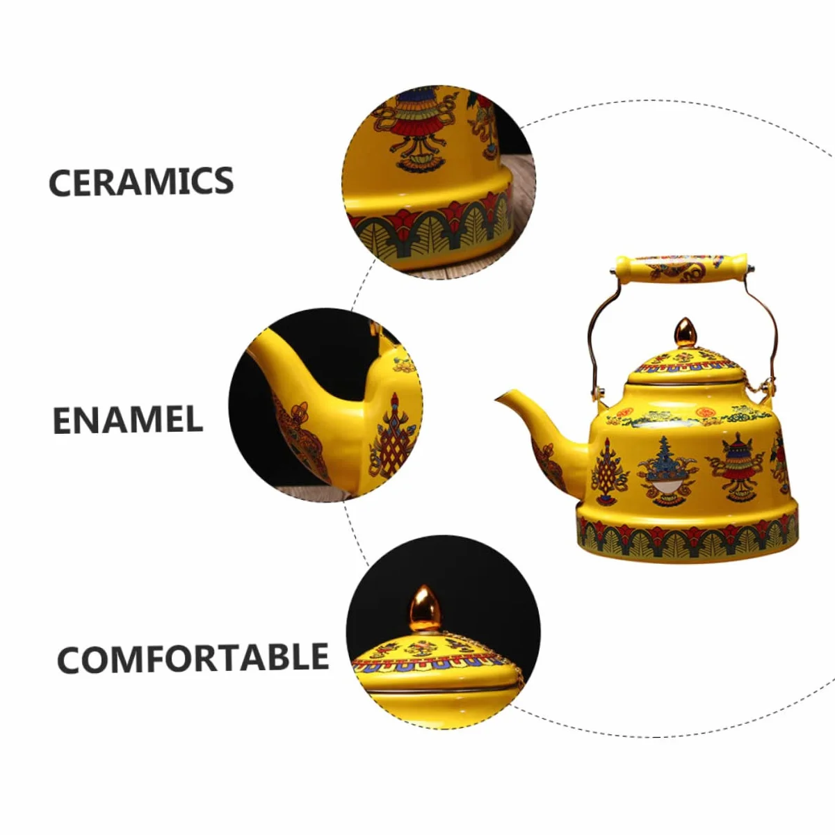 Cabilock Tetera Esmaltada para Uso Doméstico Protección contra Quemaduras, Estilo Artístico y Capacidad Adecuada para Aficionados al Té en Casa u Oficina