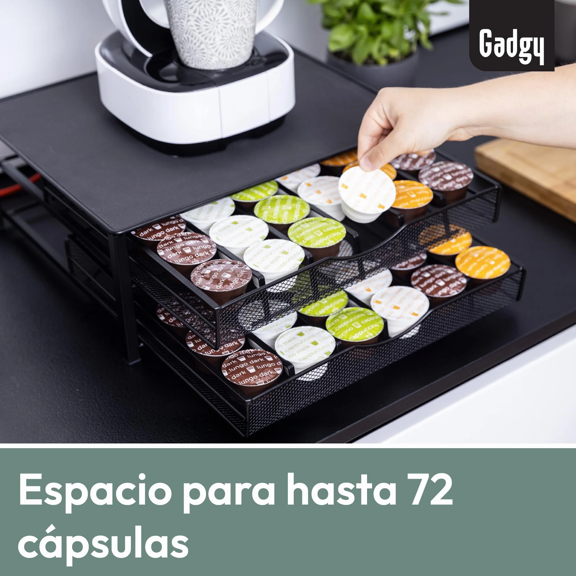 Gadgy Porta Cápsulas Dolce Gusto para 72 Cápsulas, Metal Negro, Antideslizante