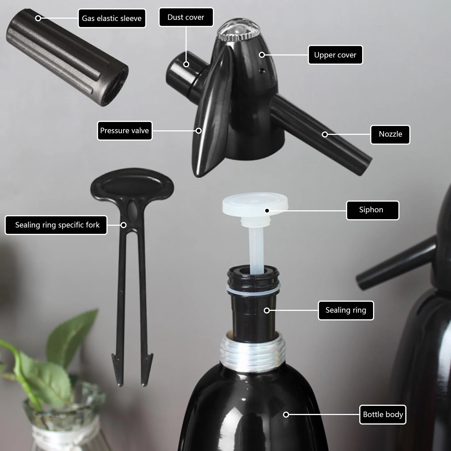 Sifón de Soda, Máquina Para Hacer Soda de 1L Máquina de Aluminio Para Hacer Soda con Limón Minimáquina Portátil Para Hacer Agua con Gas Y Soda Para Bebidas Carbonatadas Jugos Limonada Y Cócteles