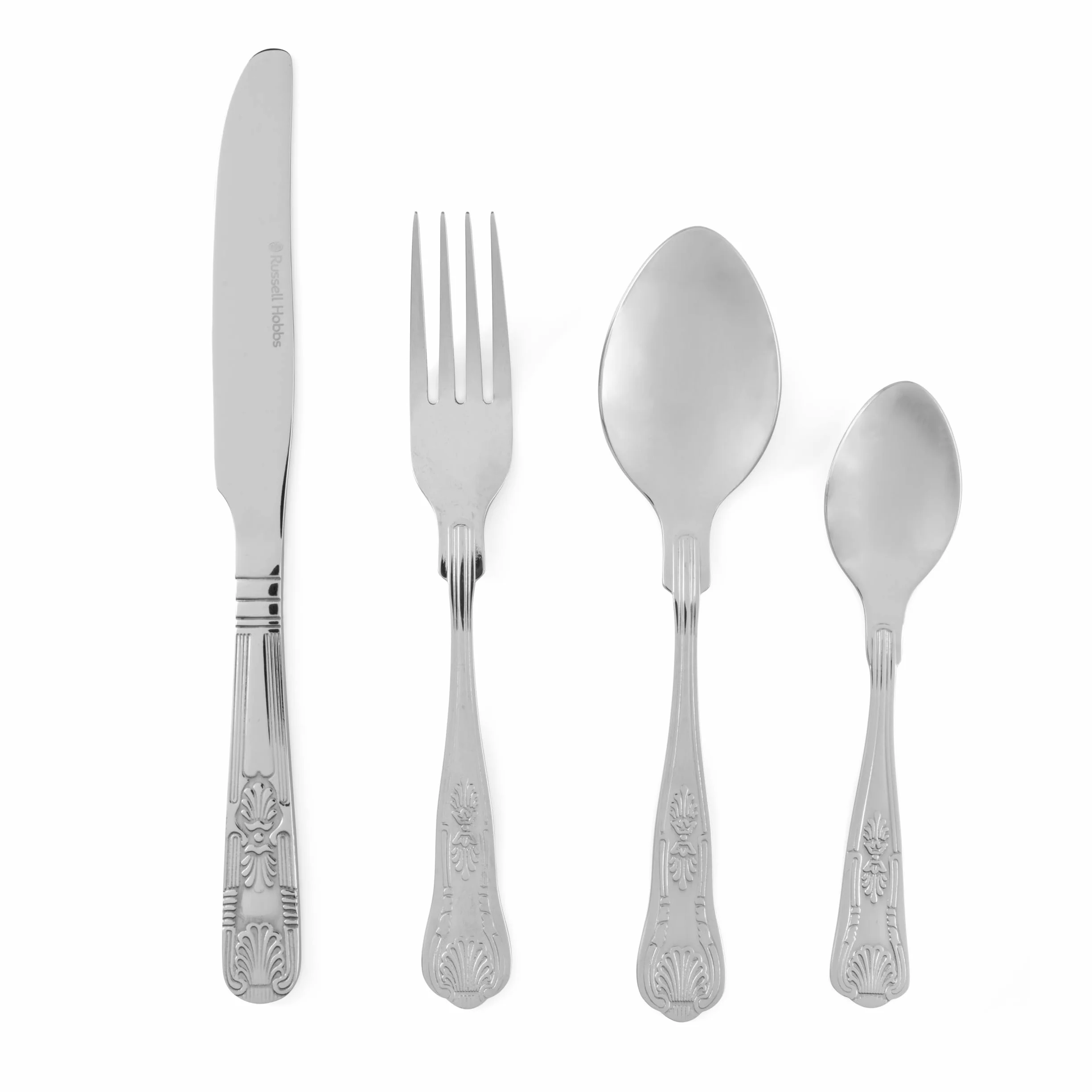 Russell Hobbs Verona Cutlery Set – 24 Piece 18/10 Stainless Steel, Table Utensils for 6 Place Settings, Dishwasher Safe, Forks/Knives/Spoons/Teaspoons Included in Set, 50 Year Guarantee