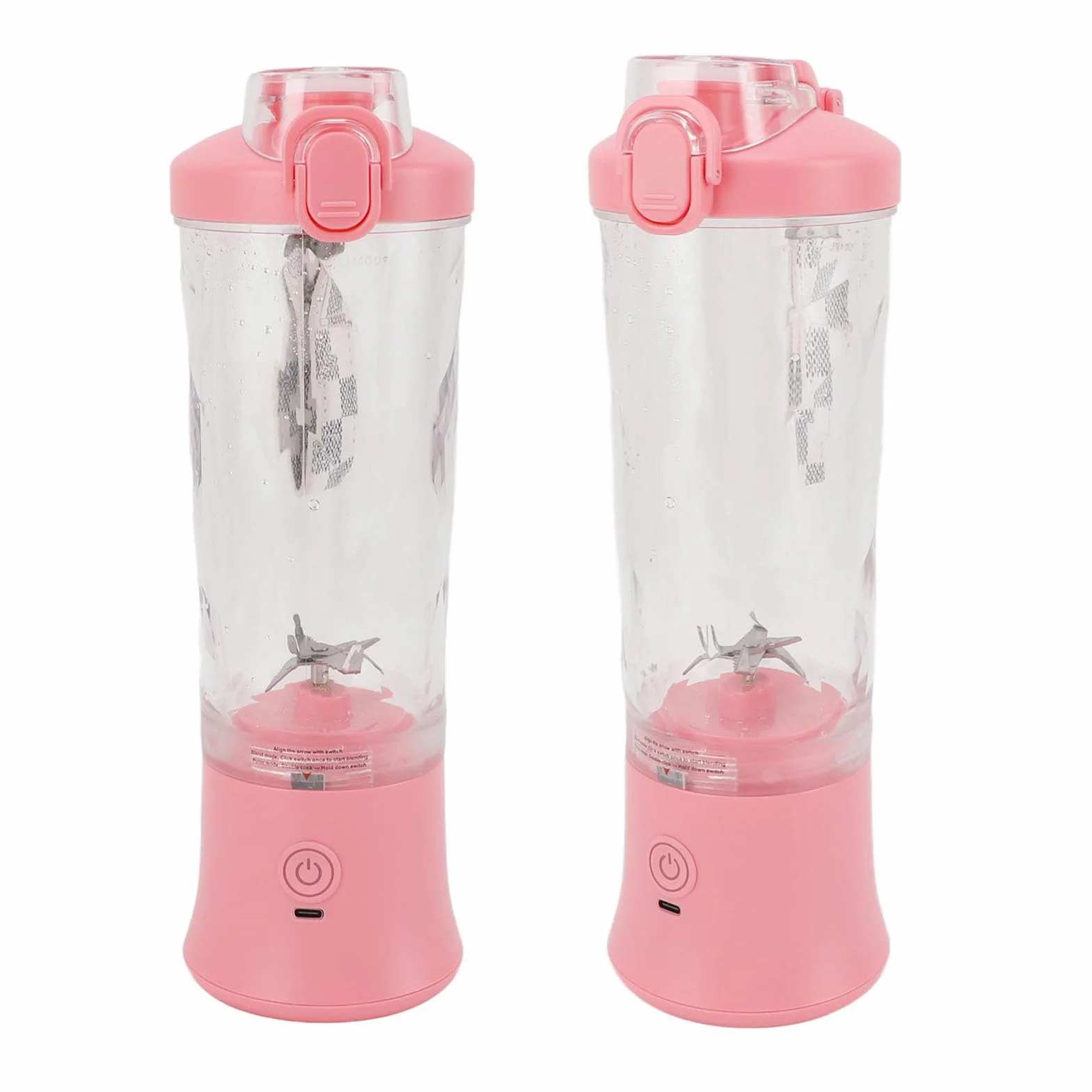 Yosoo Health Gear Batidora Portátil, Batidora Personal 600ml Mini Vaso Exprimidor con ABS y Acero Inoxidable, 2 Modos 150W 18000RPM USB Recargable 4000mAh para Viajes Deportes Escuela (PINK)