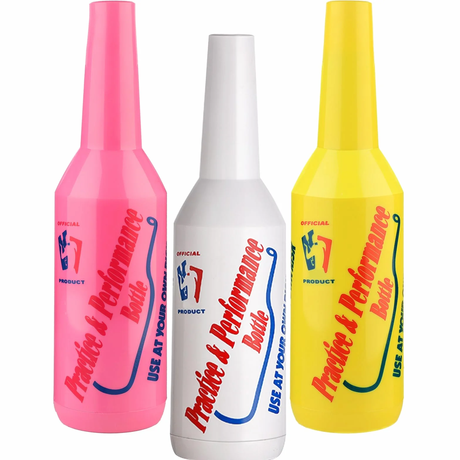 SuproBarware Flair Bottle - Juego de 3 cocteleras, botella de entrenamiento, 750 ml (blanco, rosa, amarillo)