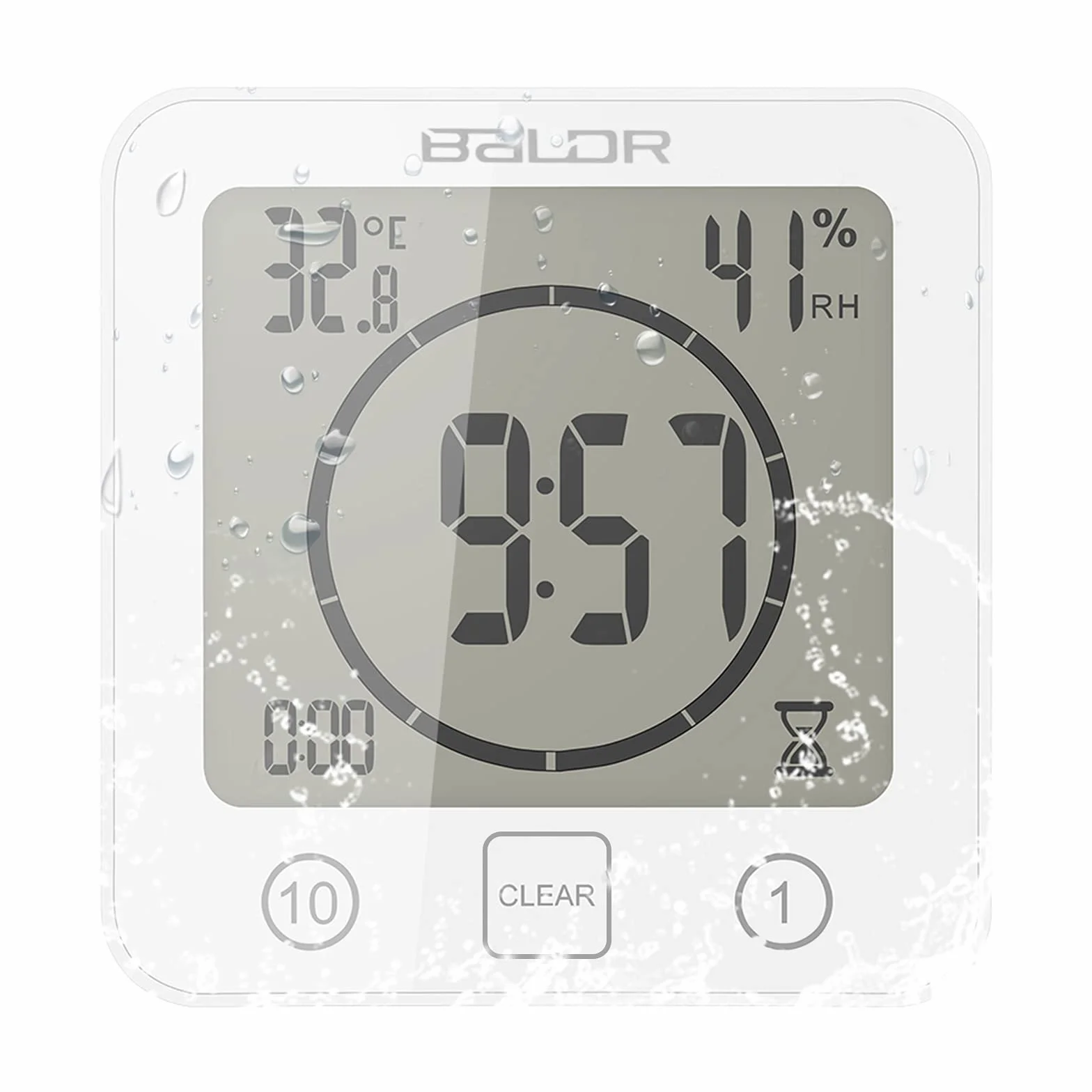 Reloj de pared digital para ducha con alarma pantalla temperatura humedad cuenta regresiva LCD grande