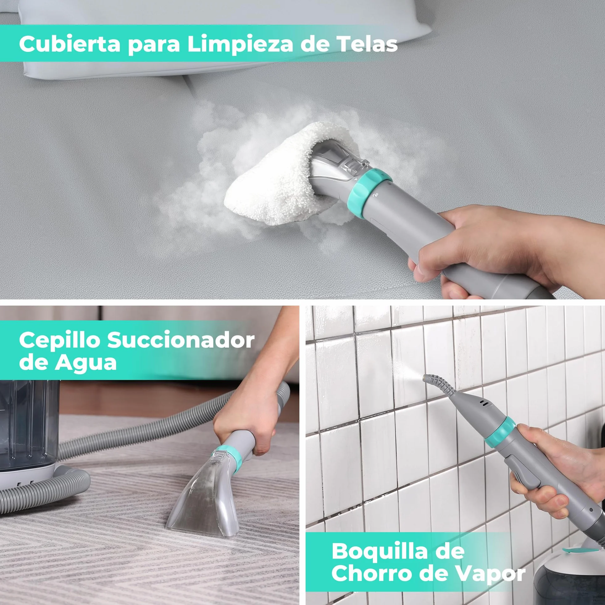 HAUSHOF StainZapper Vapo Limpiador de Alfombras a Vapor, Aspiradora de Agua Tapiceria con Funciones de Agua Caliente y Vapor, Limpia Tapicerias para Sofá, Moquetas, Incluye Detergente y Cepillo, 75 dB