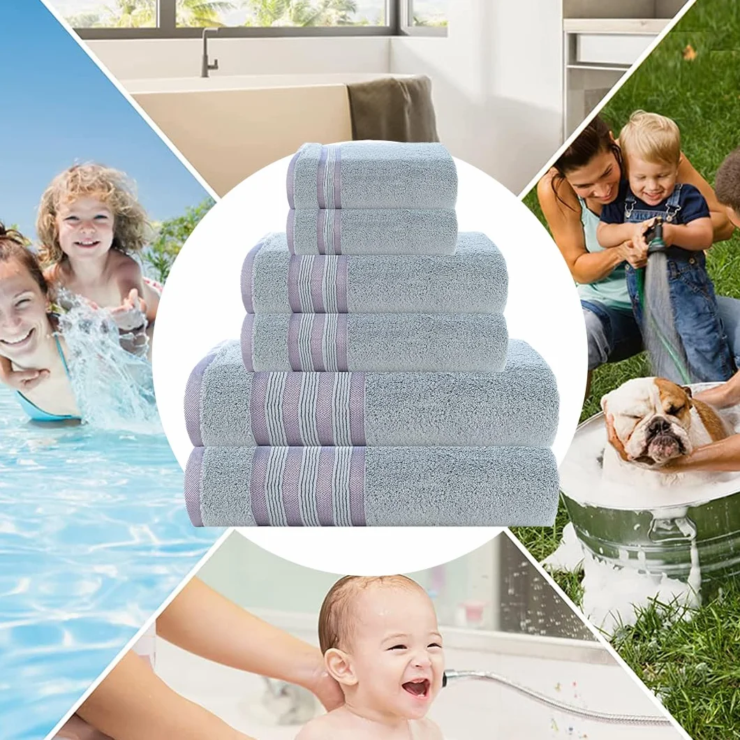 Casa Copenhagen Juego de Regalo de 6 Toallas de baño, 600 gsm, Gris Violeta | zero twist Juego de toallas 100% algodón egipcio: 2 baño, 2 mano y 2 paños, regalo para mujeres y hombres.