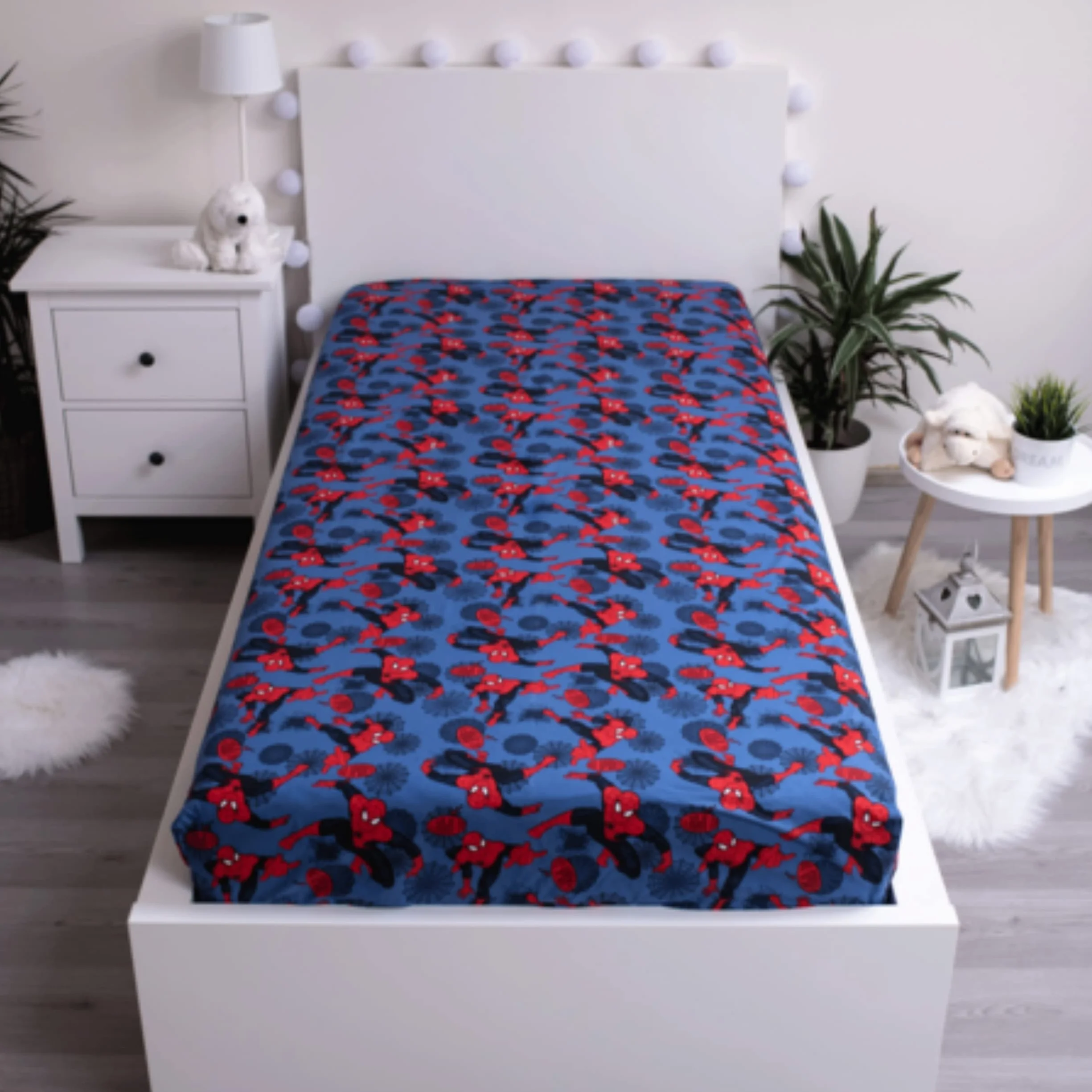 Jerry Fabrics F - Sábana bajera para hombre, color azul, 1 pieza, 1 persona, esquinas elásticas, 90 x 200 cm, 100% algodón, idea de regalo