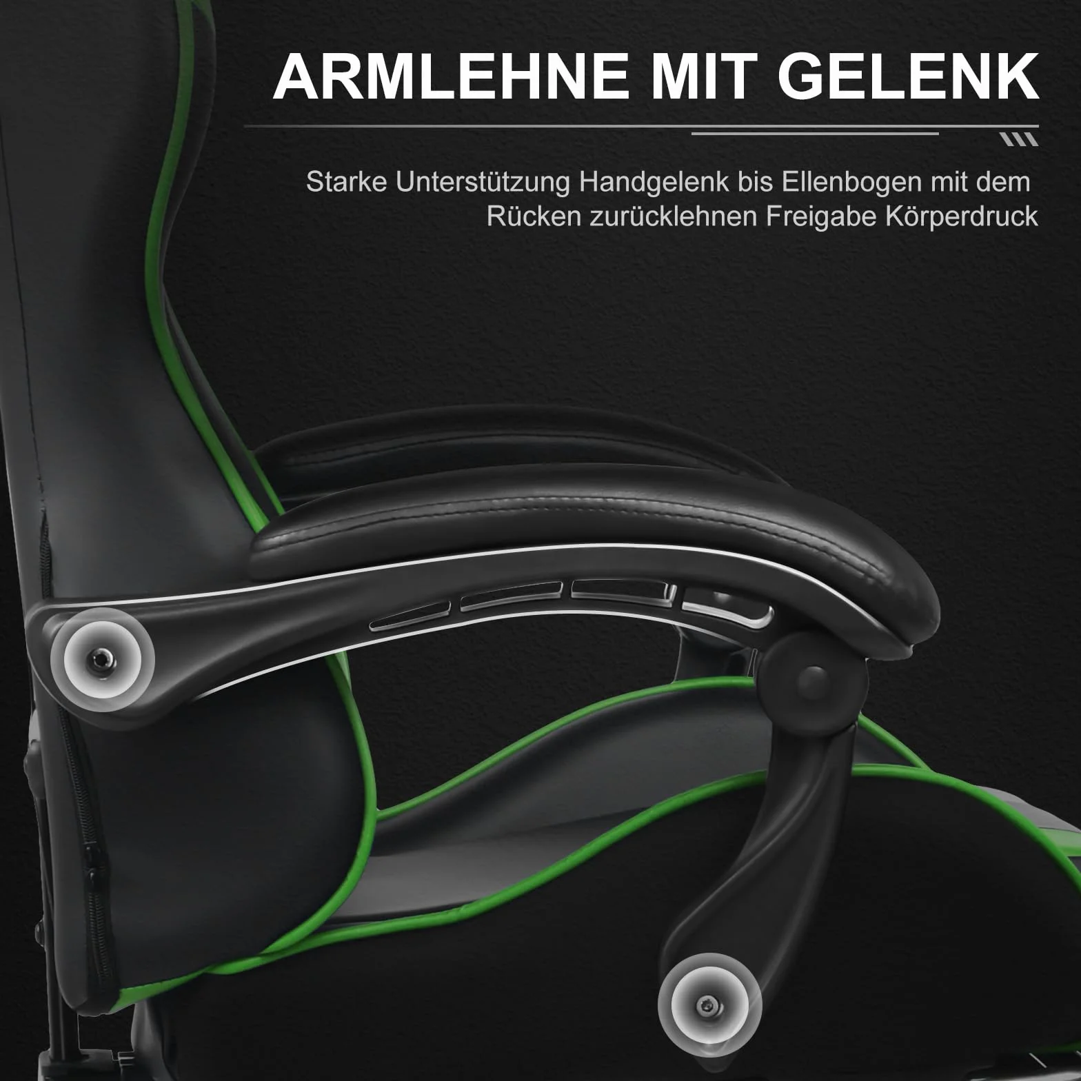 GTPLAYER Silla de oficina para gaming, masaje, sillón, silla ergonómica para gamer, con reposapiés, reposacabezas, cojín lumbar de masaje, acolchado, silla giratoria, verde
