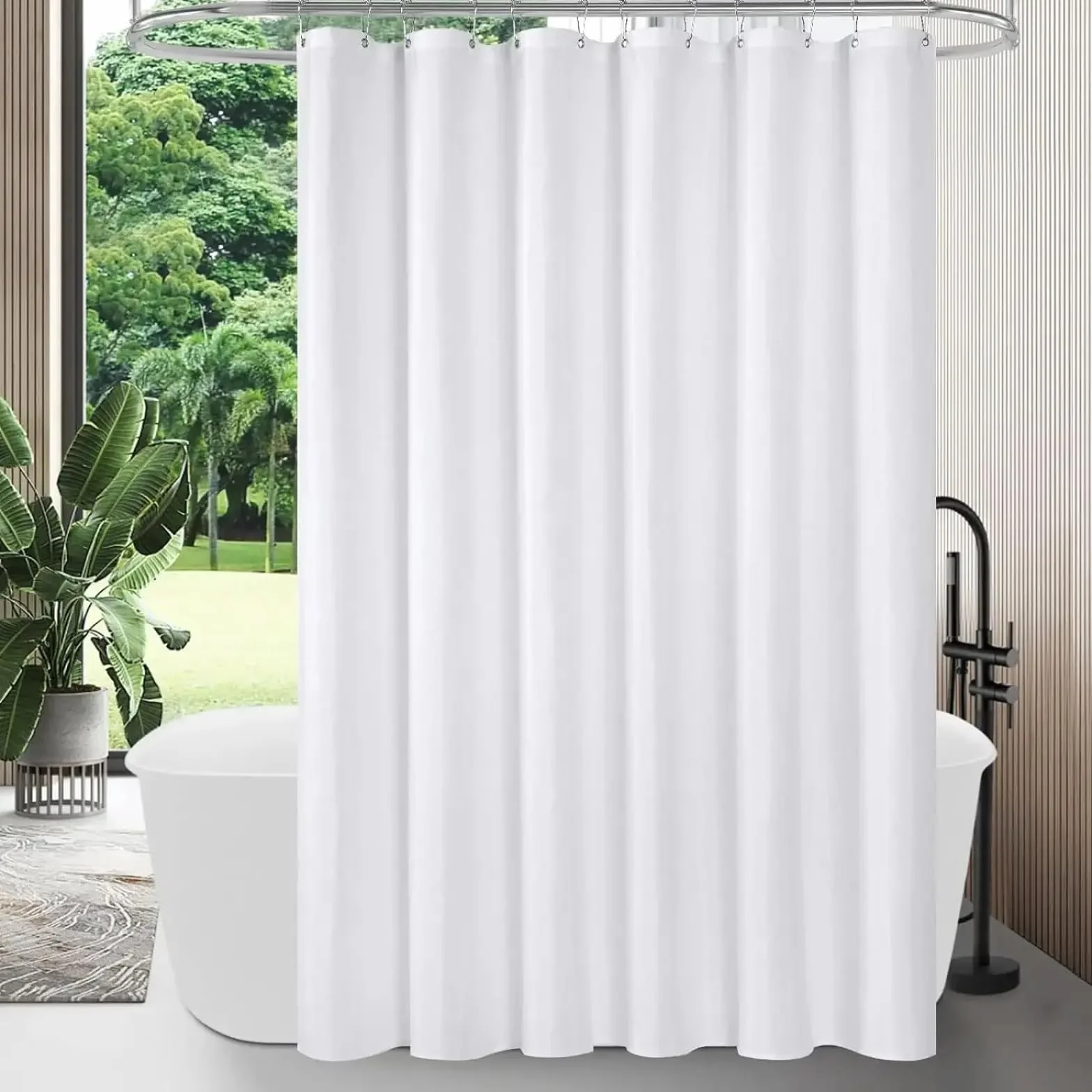 Cortina de ducha moderna de tela blanca, lavable a máquina, 175 x 240 cm, decoración de baño simple, impermeable, diseño elegante para uso doméstico