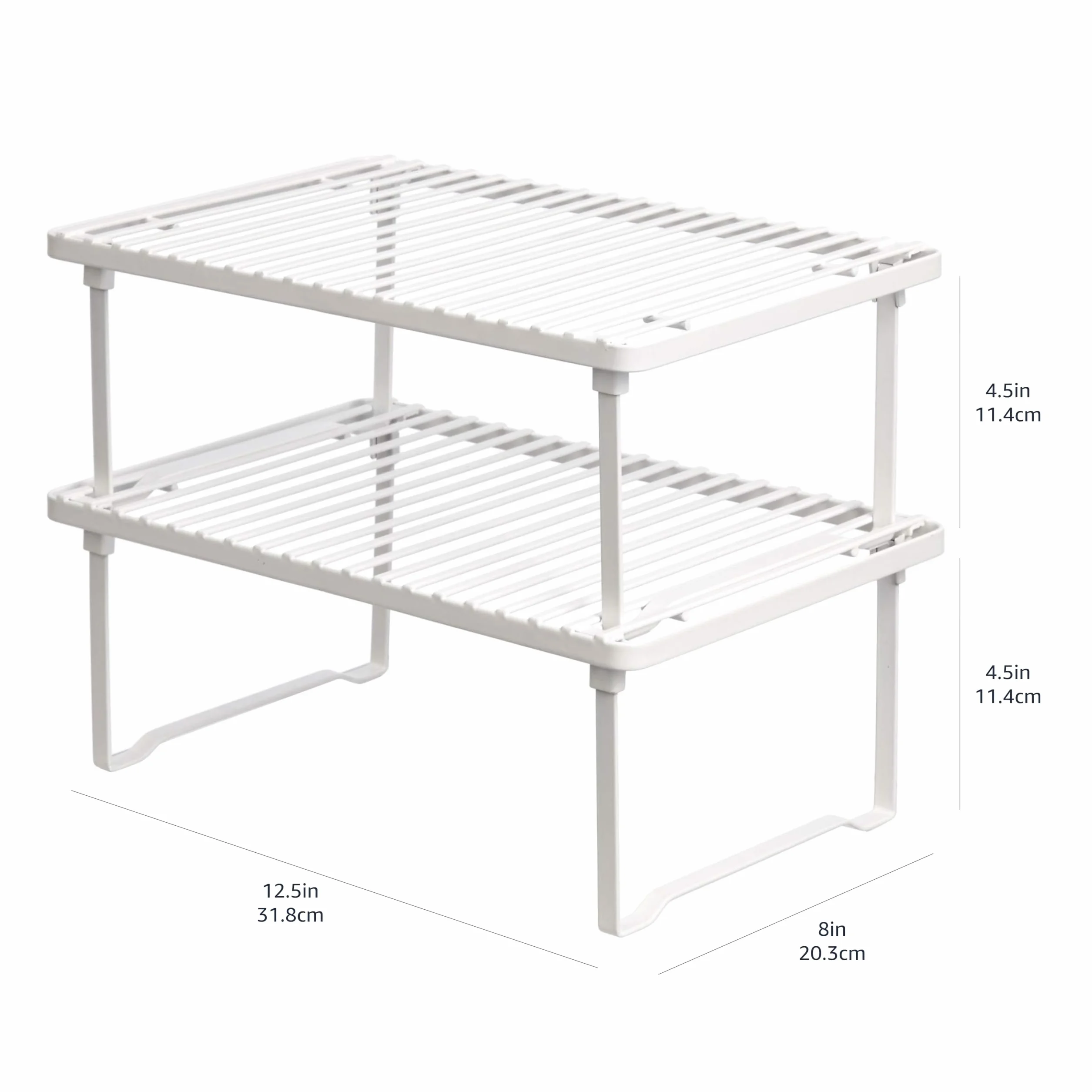 Amazon Basics Estantes de cocina apilables para almacenaje, Blanco, 20.3 x 31.6 x 11.4 cm