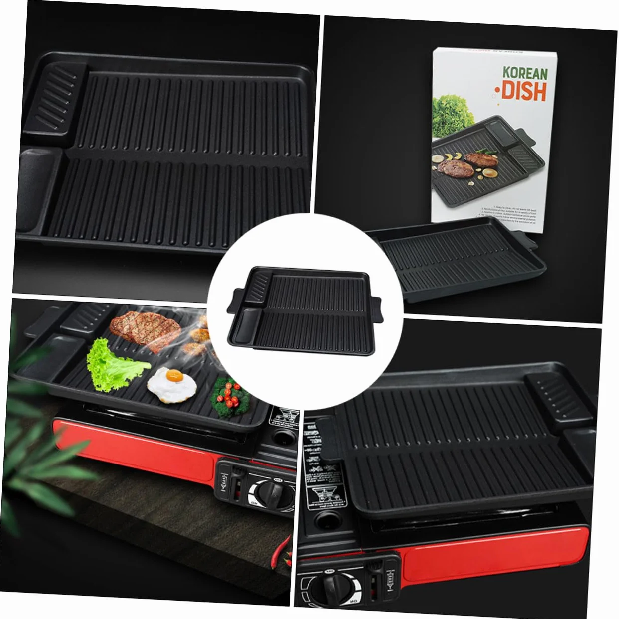 Bandeja Rectangular para Barbacoa al Aire Plancha Antiadherente para Asar Bandeja de Horno Resistente para Parrilla Portátil