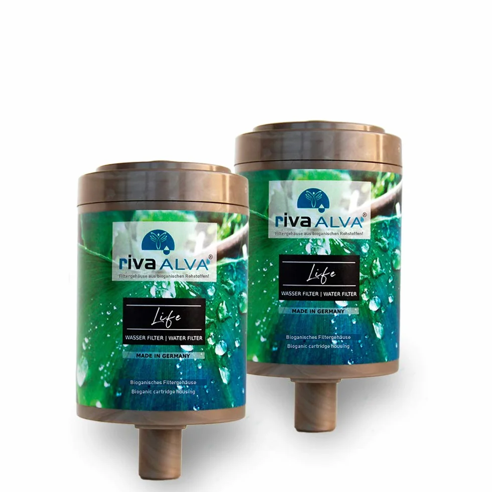 rivaALVA Life filtro de agua potable juego de 2 cartuchos de recambio, cartucho de filtro de agua para cocina, filtra hormonas, medicamentos, plomo, cobre y bacterias