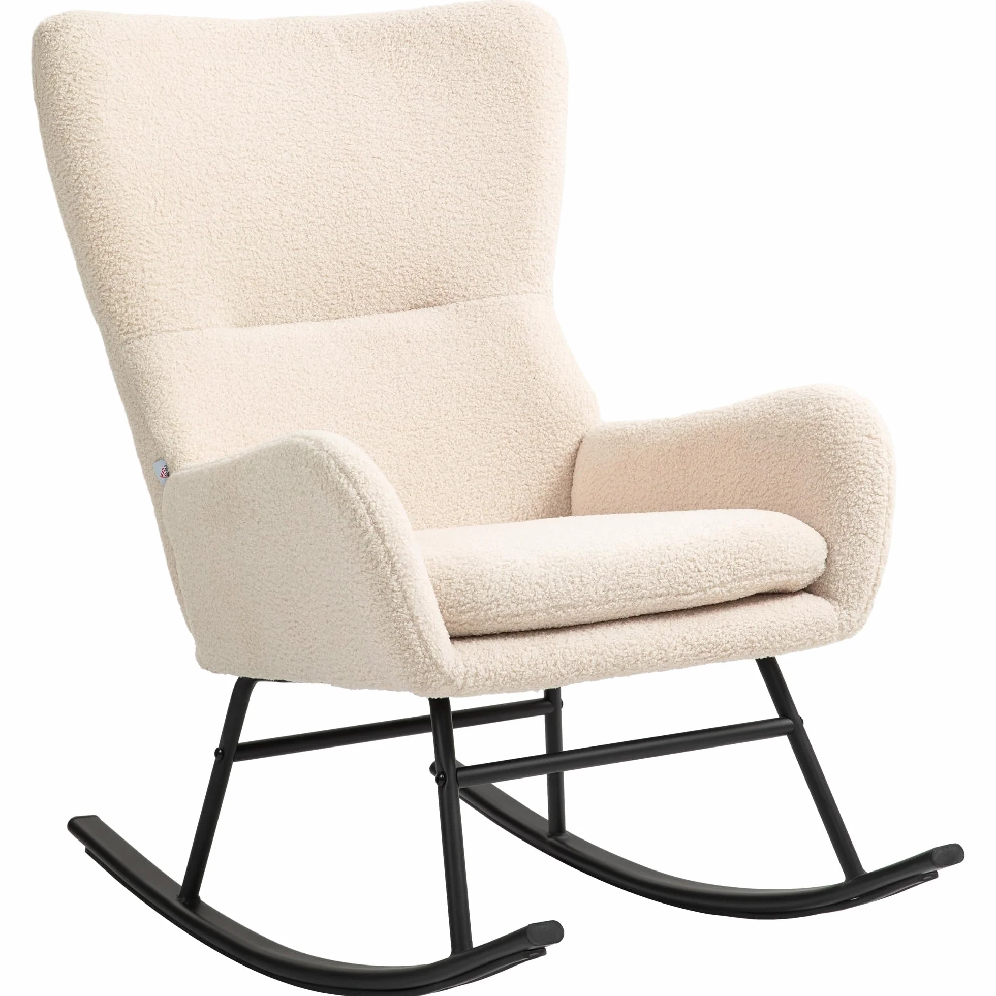 HOMCOM - Silla Mecedora, Mecedora, con Asiento de 10 cm de Grosor, Patas curvadas de Acero, Capacidad de Carga 120 kg, para salón, Dormitorio, balcón, Beige y Negro