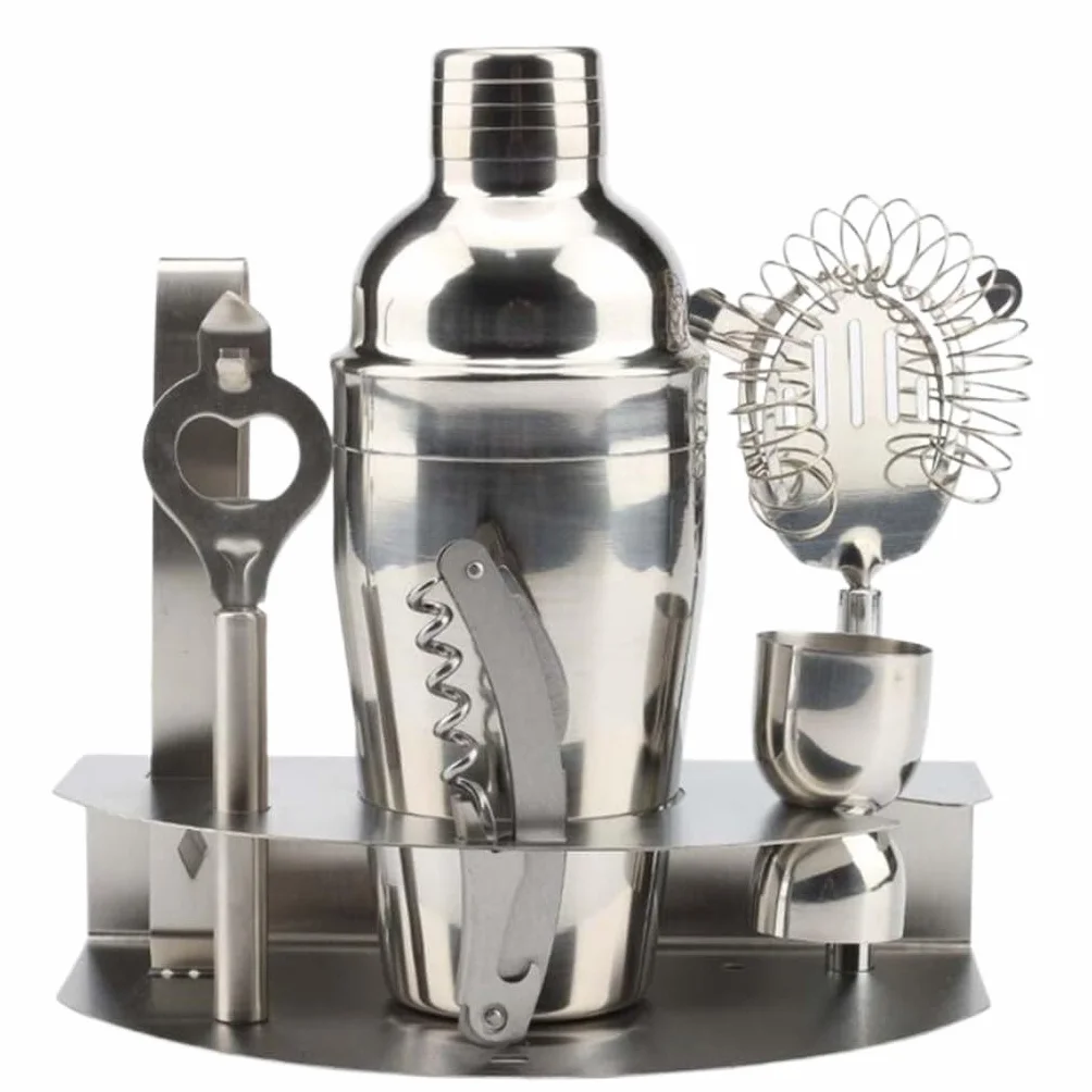 Coctelera Profesional Juego de coctelera de acero inoxidable para principiantes, juego de acero inoxidable, juego de 7 piezas, mezclador, bebida, leche, té, tienda, juego de herramientas Kit Coctelerí