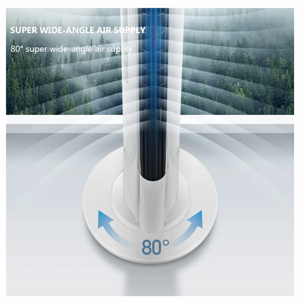 ZXCVB Ventilador De Torre Oscilante,90cm, Oscilación De 80° 45W, 3 Velocidades, 3 Modos Ventilador Super Silencioso,Ventilador Columna Con Mando A Distancia,110cm