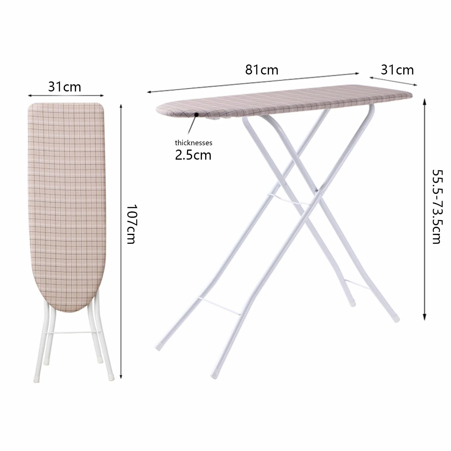 Tabla de Planchar Plegable Tabla de Planchar a Vapors Grande Soporte de Planchado Ajustable Estructura Robusta de Cuatro Patas Fácil de Mover Adecuada Para uso en el Lavadero Del Hogar o en el Dormito