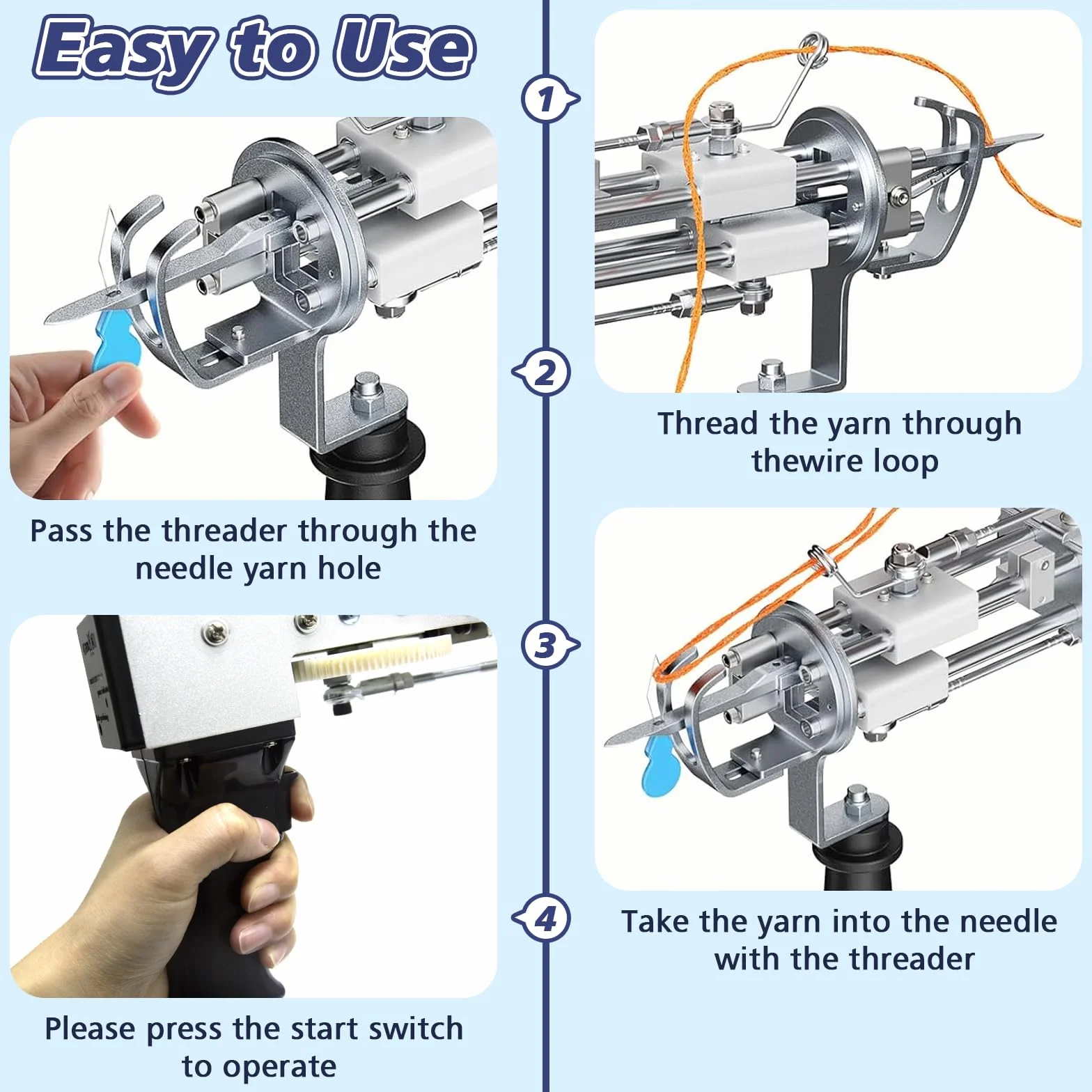 Pistola de tufting para alfombras con juego de recortador de alfombras, pistola de tufting eléctrica, kit de tufting con marco para alfombras, pistola de tufting 2 en 1 para cortar y bucle de alfombra