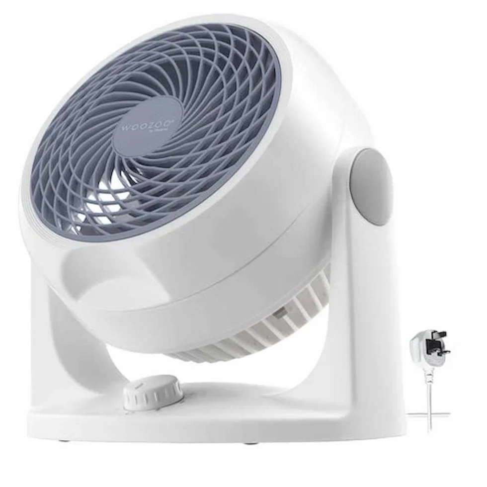 Iris Ohyama, Woozoo HD18N - Ventilador de escritorio silencioso (plástico, 34 W, 23 m², 29 x 19 x 31 cm), color blanco