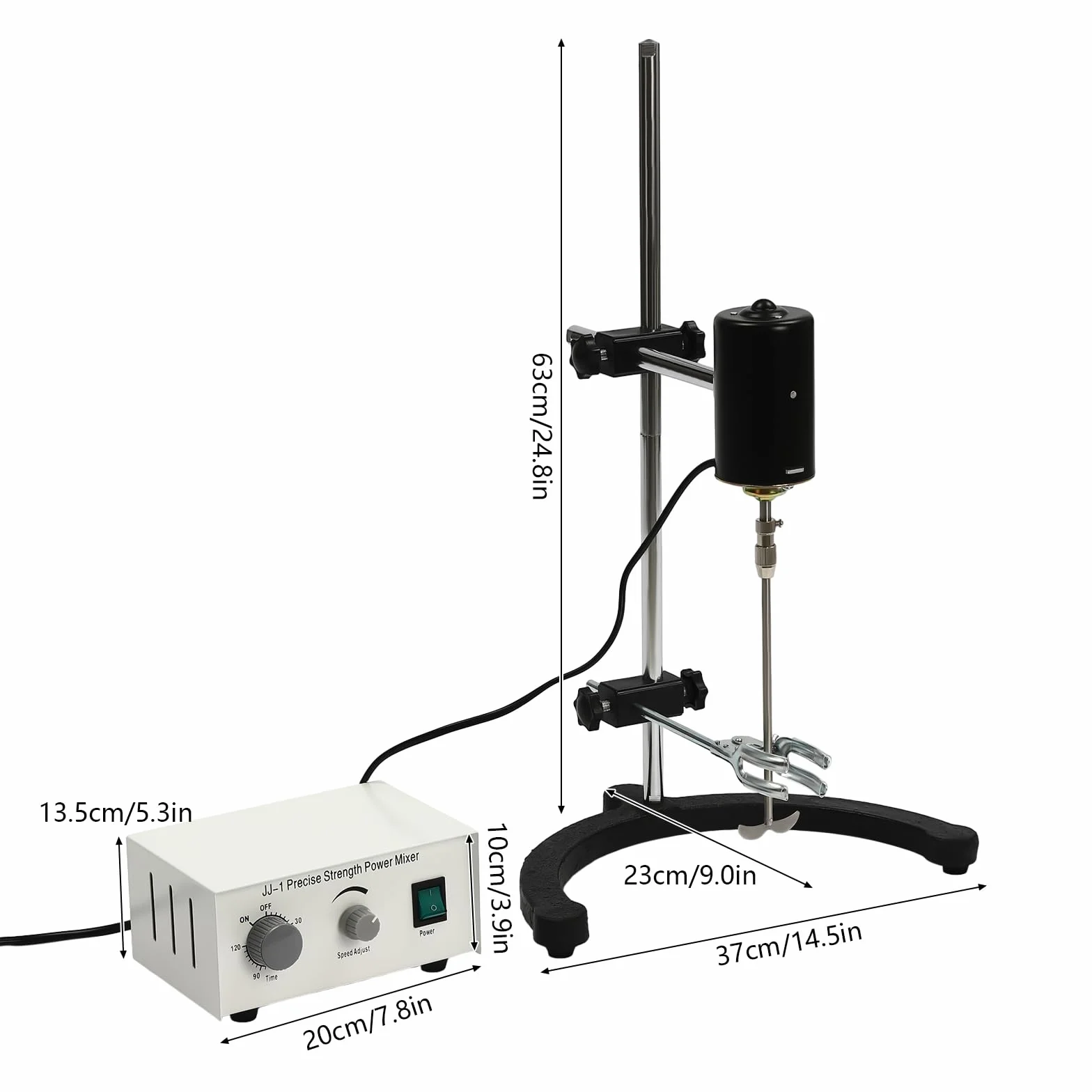 Agitador eléctrico de 100 W, Mezclador montado en la parte superior, Agitador mecánico automático de alta capacidad, Adecuado para experimentos en biología, cosméticos, suplementos dietéticos