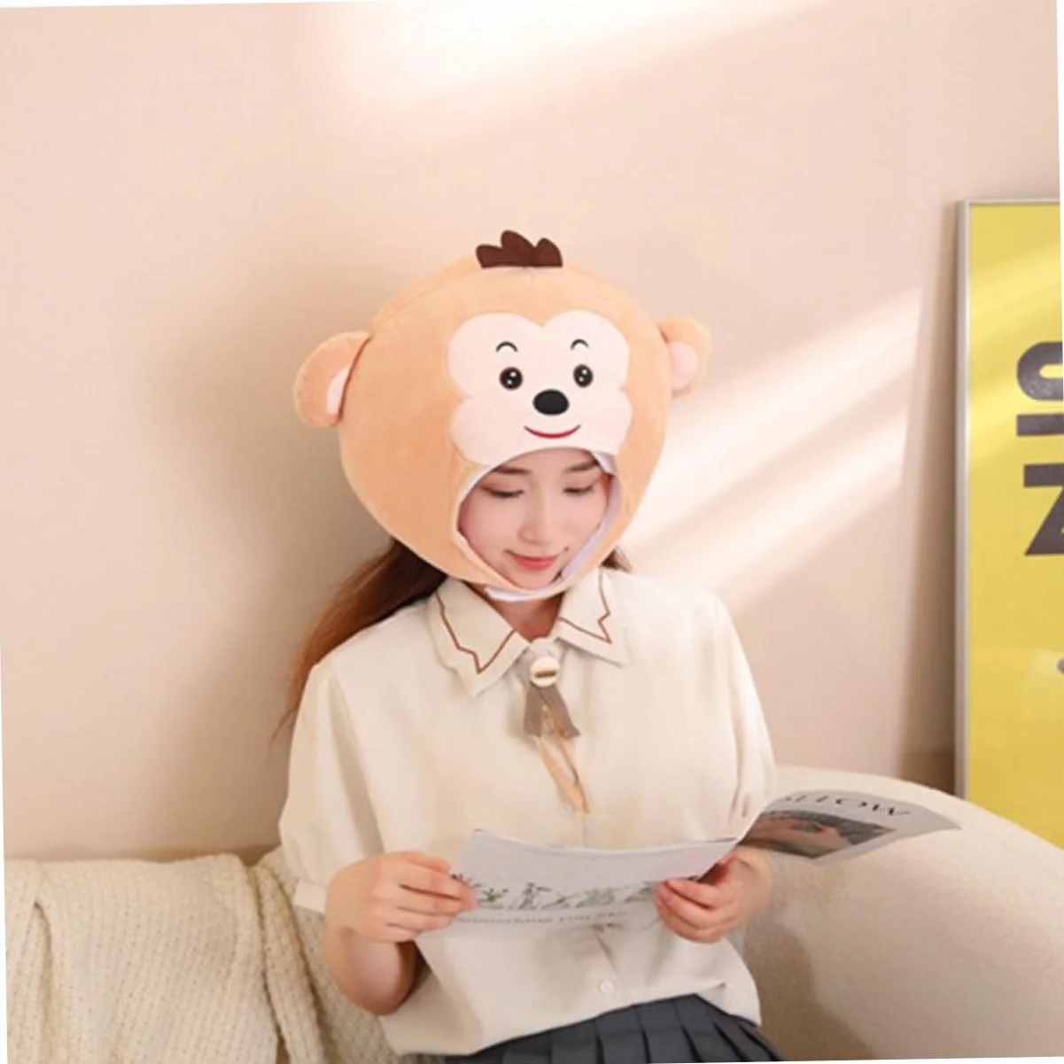 Cabilock Sombrero De Peluche Cabeza De Mono Accesorio Divertido Para Cosplay Fiesta y Disfraz Sombrero De Para Eventos De Fiesta