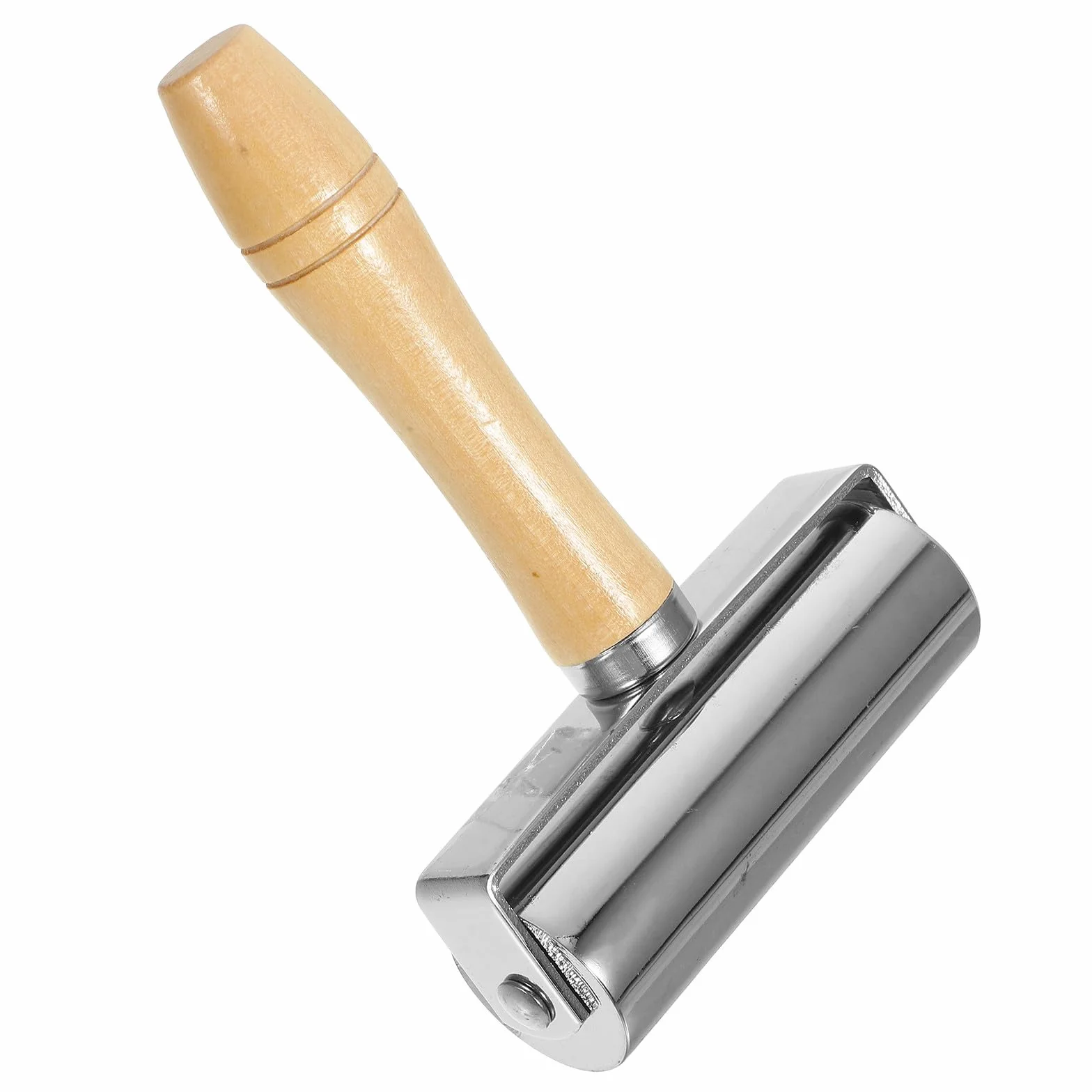 Rodillo de masa premium con mango de madera y rueda de acero inoxidable, herramienta de hornear sin esfuerzo para pizza, pastelería y cocina, bordes lisos para prensado uniforme de la masa