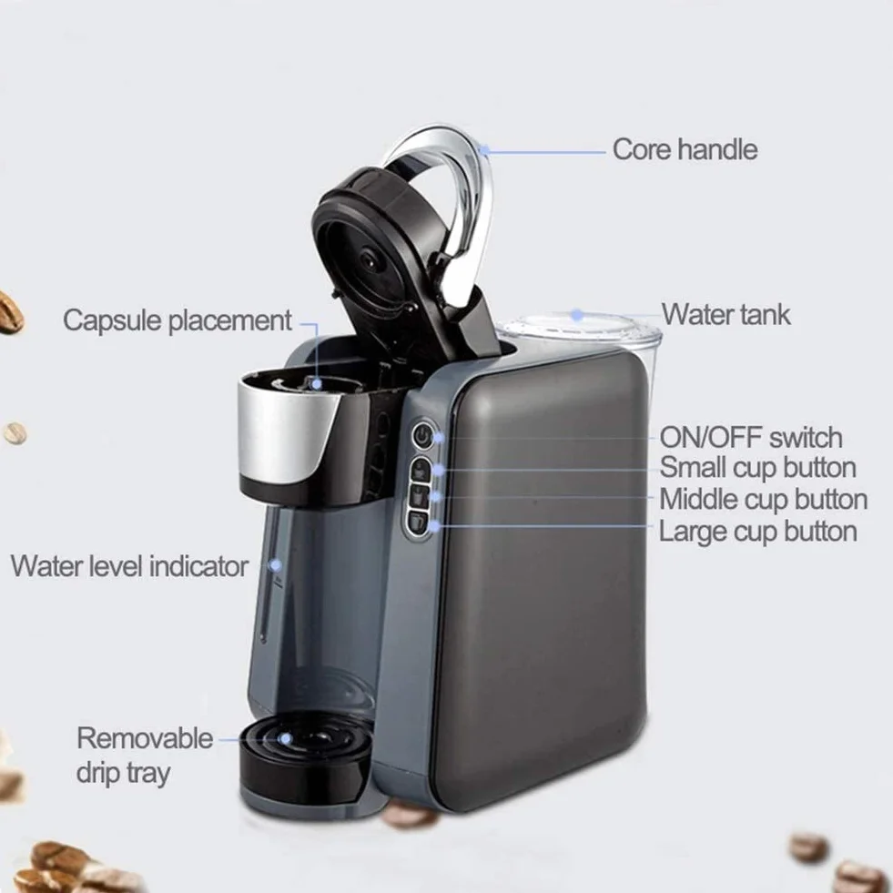 Cafetera, K-Cup Cápsula Máquina de café 3Bar Cafetera automática Taza Grande Té de Leche automático Máquina de Bebidas Calientes Máquina Comercial Todo en uno (Color : Red)