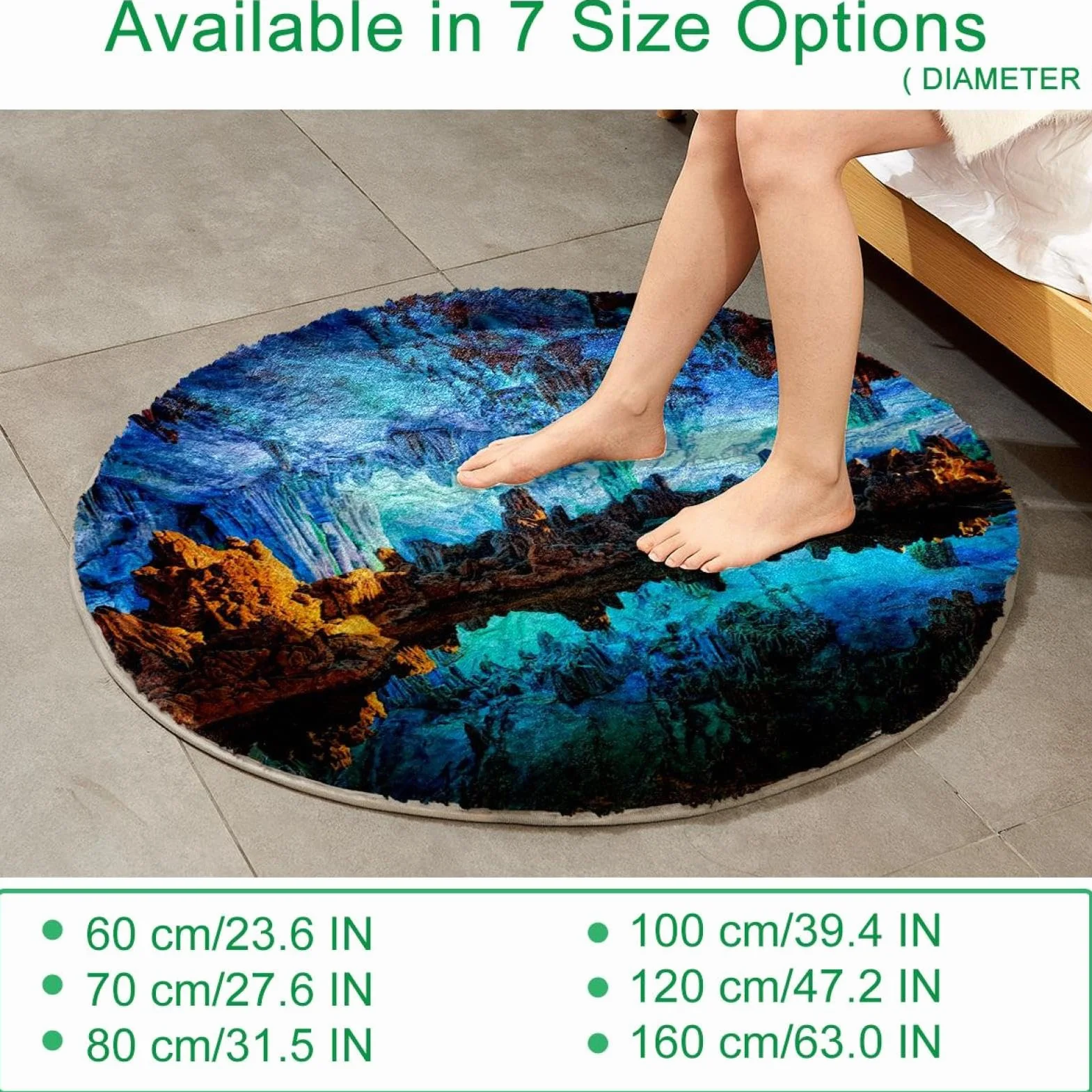 Alfombra suave y esponjosa de 80 cm para sala de estar, dormitorio, alfombra antideslizante natural, alfombra lavable para dormitorio, área de juegos, habitación de los niños, decoración