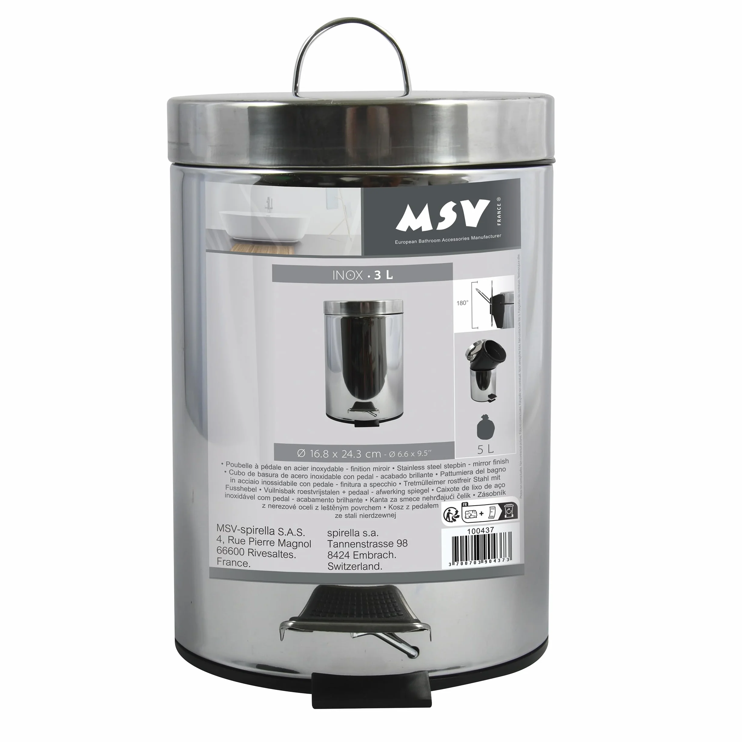 Papelera de baño acero inoxidable con pedal 5L