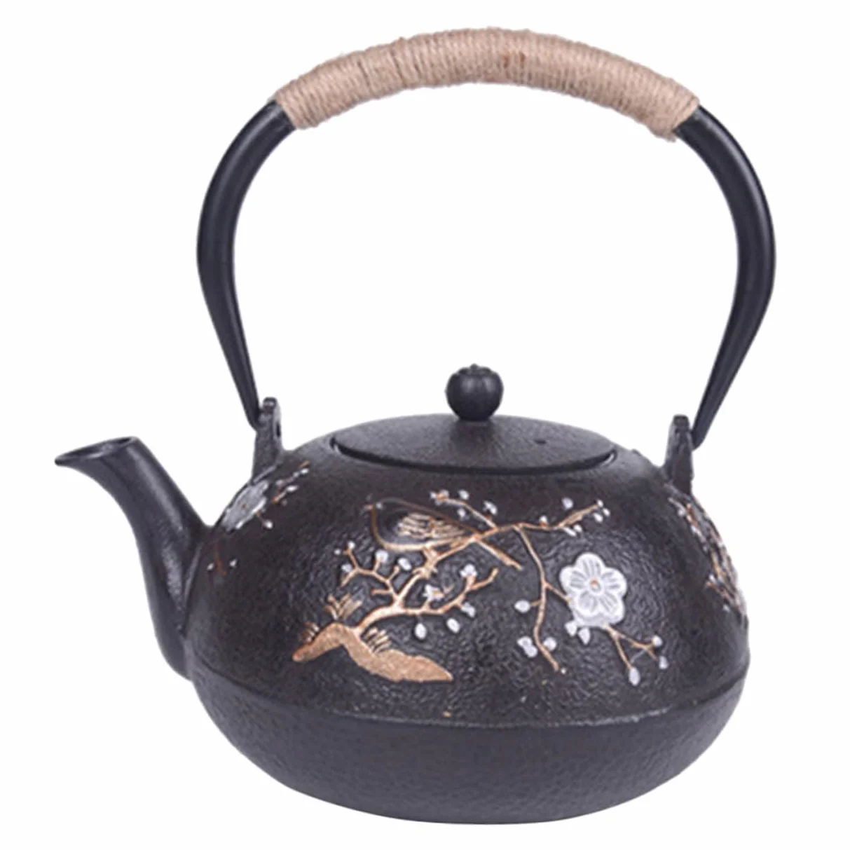 Cabilock Tetera de Hierro Fundido Japonesa Infusor, Buena Aislamiento Térmico y Diseño para Uso Hogar, Material Hierro Resistente y Práctica para Té