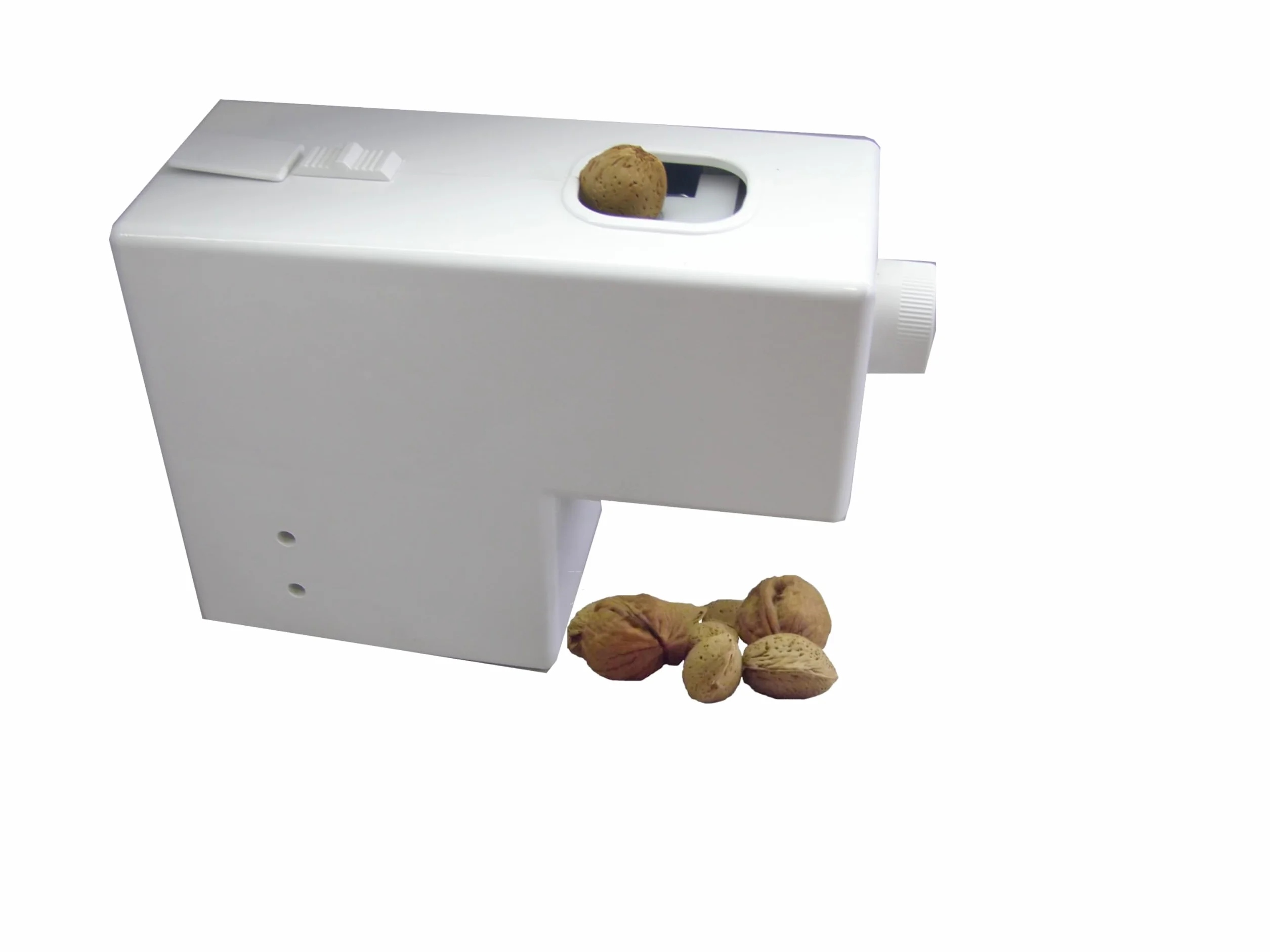 Pelamatic - Máquina Eléctrica para Pelar y Partir Almendras, Nueces y Avellanas | Modos Manual y Automático | Regulador de Tamaño | Fácil de Limpiar, Blanco, Plástico