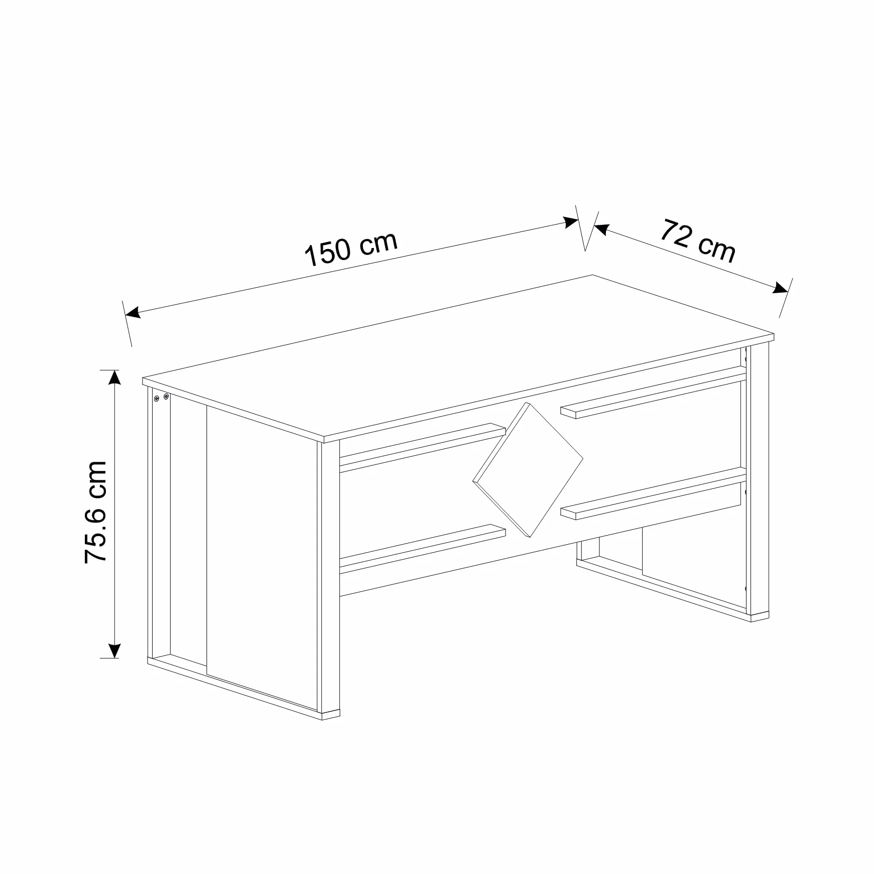 Homidea BOSS Escritorio 150 x 72 x 75,6 cm – Mesa de oficina moderna para oficina en casa o estudio (beige travertino)