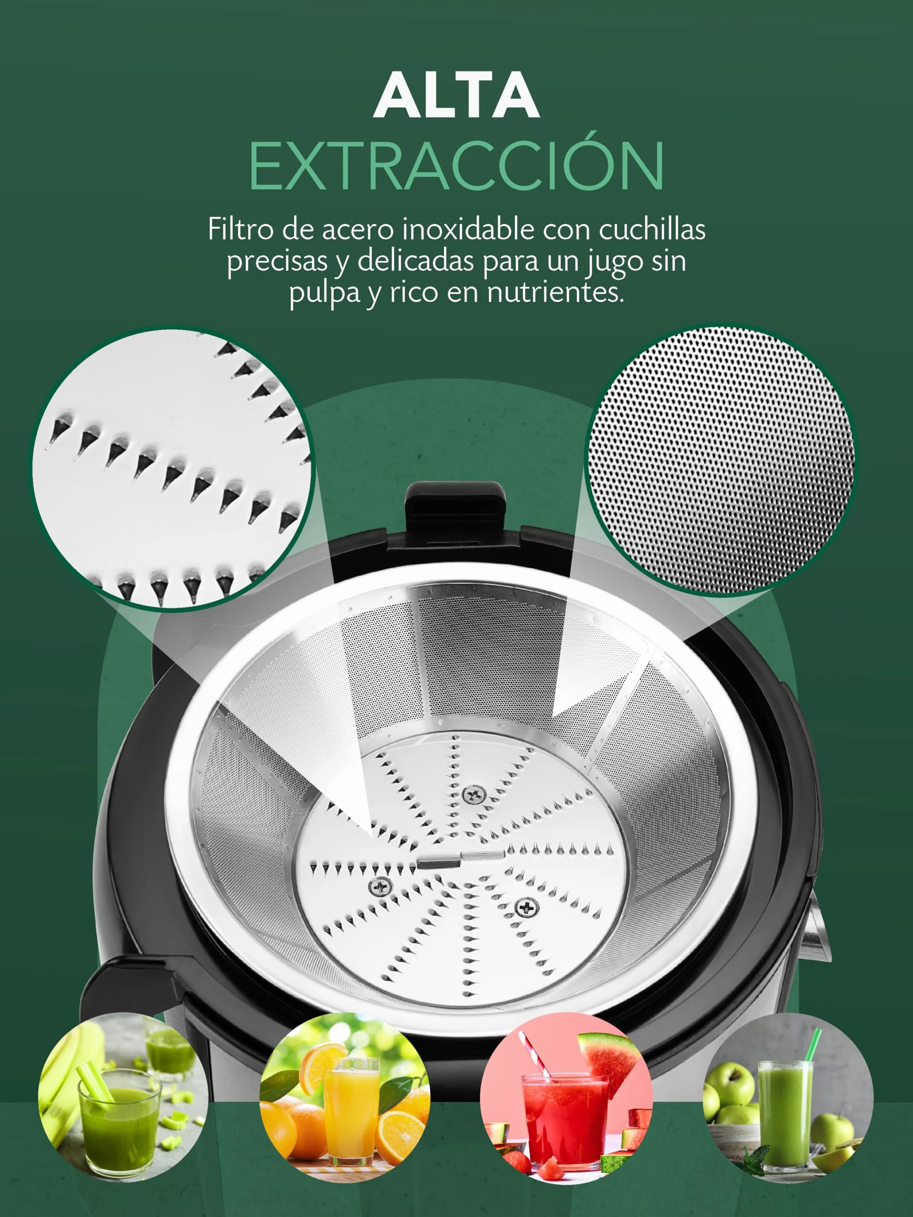 Twinzee Licuadora 850W Extractor de Zumos y Verduras Juicer Boca 75 mm 2 Velocidades