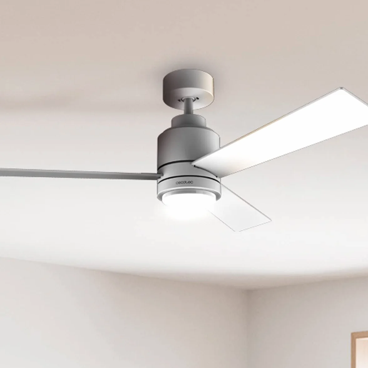 Cecotec Ventilador de Techo con Luz EnergySilence Aero 4850 Style White. 30 W, Diámetro 48" con 3 Aspas, Mando a Distancia, Motor DC, 6 Velocidades, Modo Winter-Summer y Natural Breeze