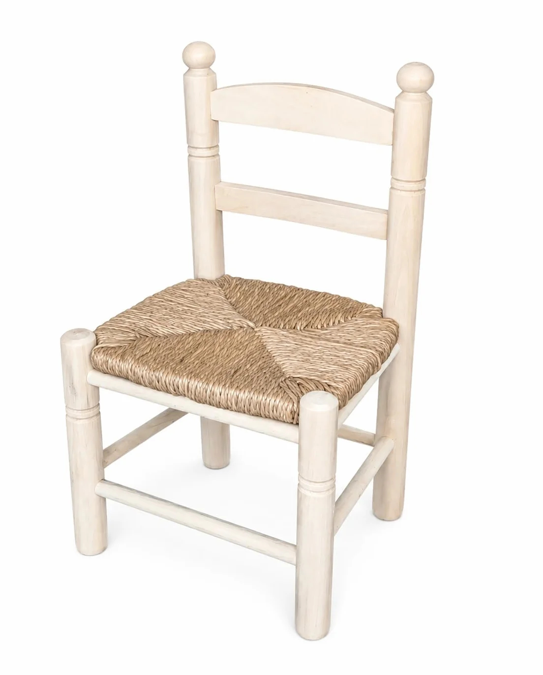 GRECA Silla Infantil Asiento Enea Madera Chopo Crudo para Pintar 32x26x50