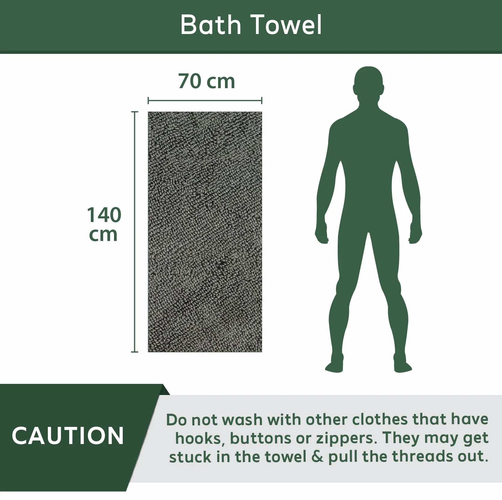 HEELIUM Toalla de baño de bambú, ultra absorbente, 3 veces más suave que las toallas de algodón, 140 x 70 cm, 600 g/m², paquete de 1, color gris claro